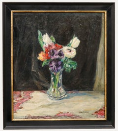 Antique Carl Johann Nikolaus Piepho (1869-1920) - Framed Oil, Flowers in a Glass Vase