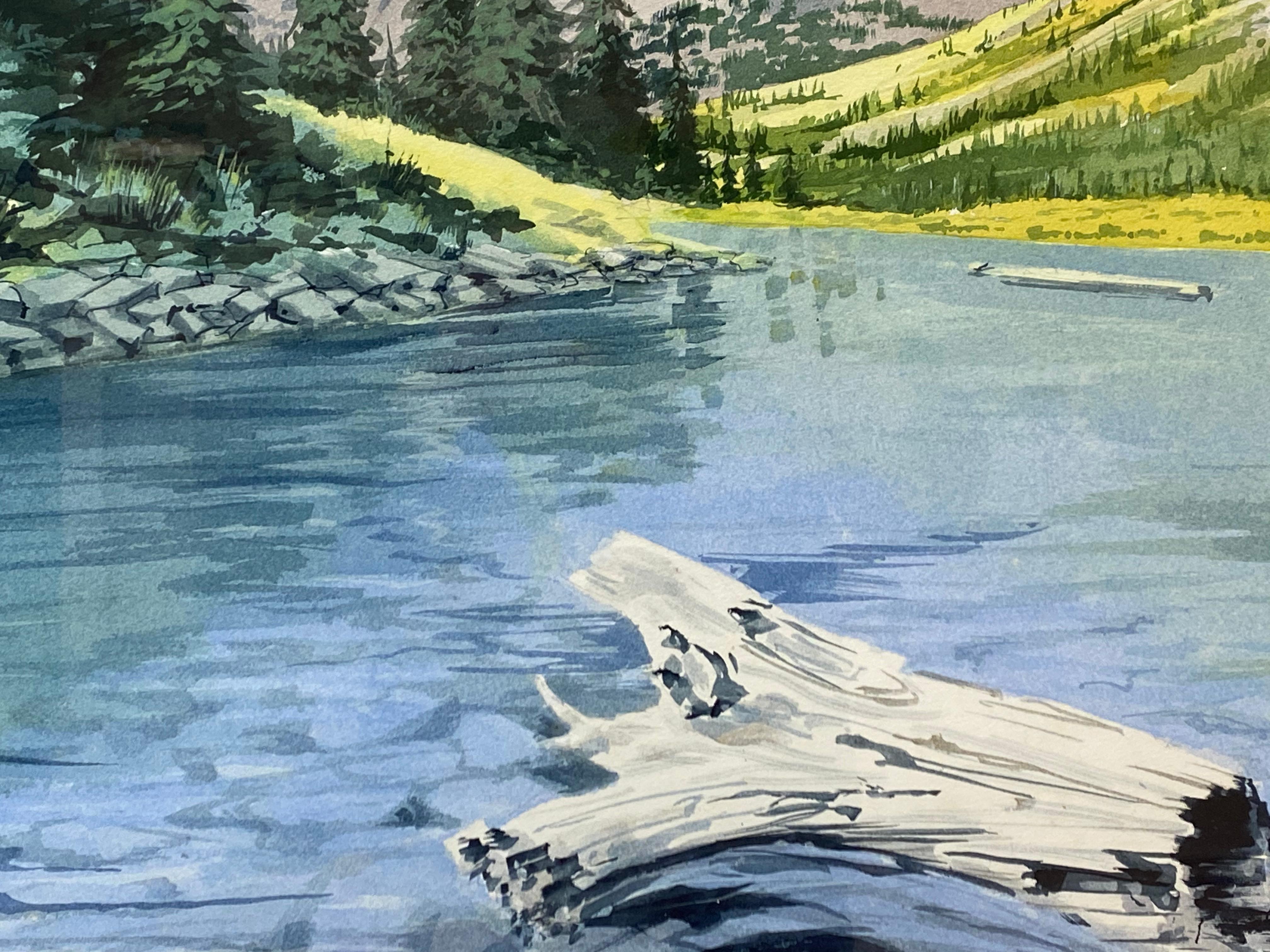 Carl Martin Western Mountain Landscape - Peinture à l'aquarelle - Paysage, vers 1970 - Impressionnisme Painting par Unknown