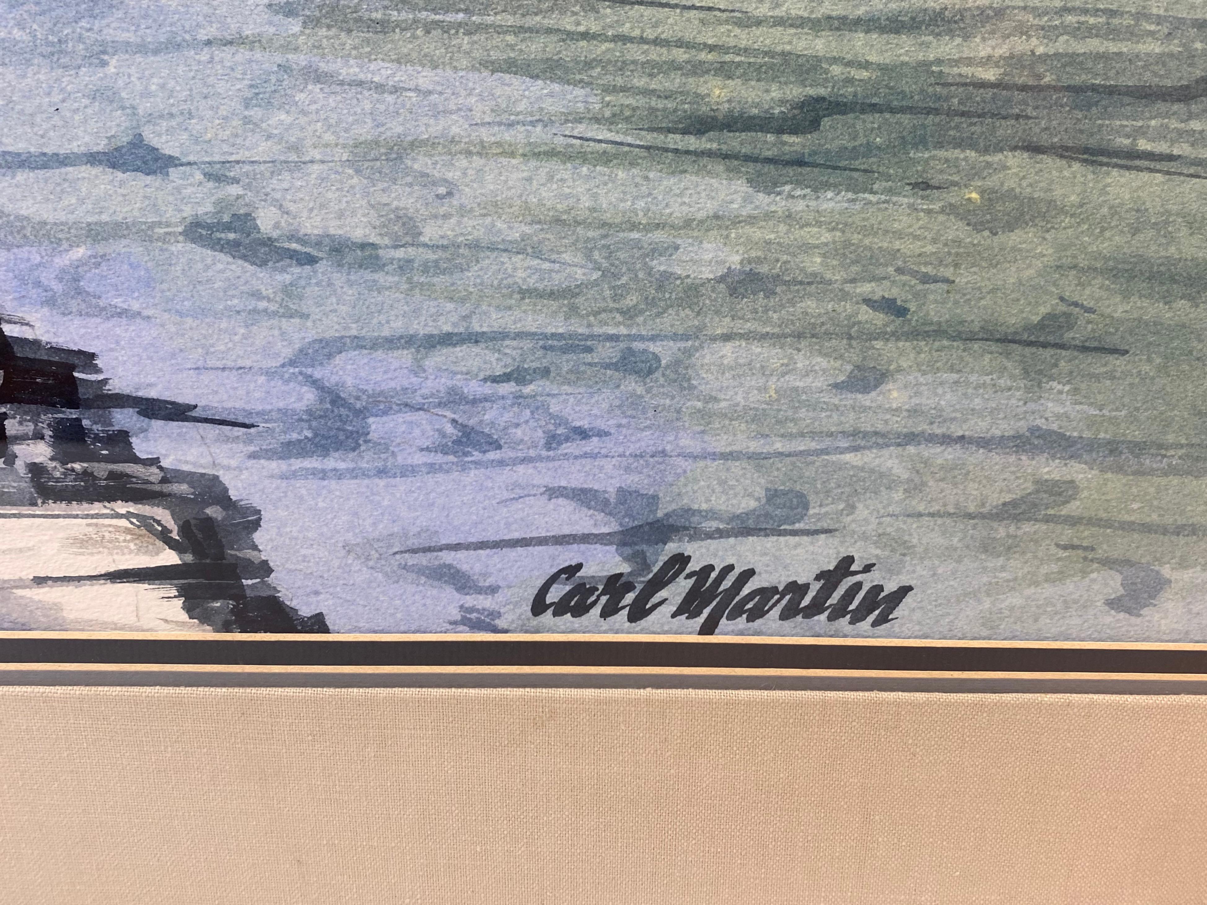 Carl Martin Western Mountain Landscape Watercolor Painting c.1970 For Sale 1
