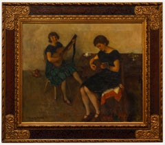 Carl Schmitz-Pleis (1877-1943) - German School Oil, The Music Lesson