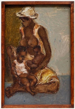 Carlo Jacques (1943-1990)  - Olio del XX secolo, L'amore di una madre