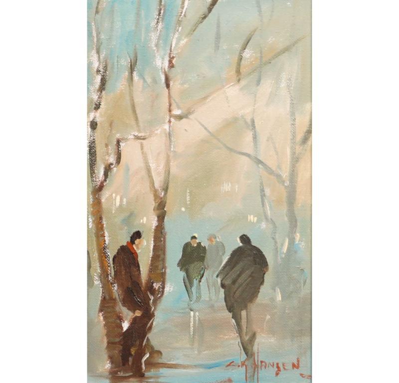 Carlo K Hansen - Framed 20th Century Oil, Winter Landscape - Painting by Unknown