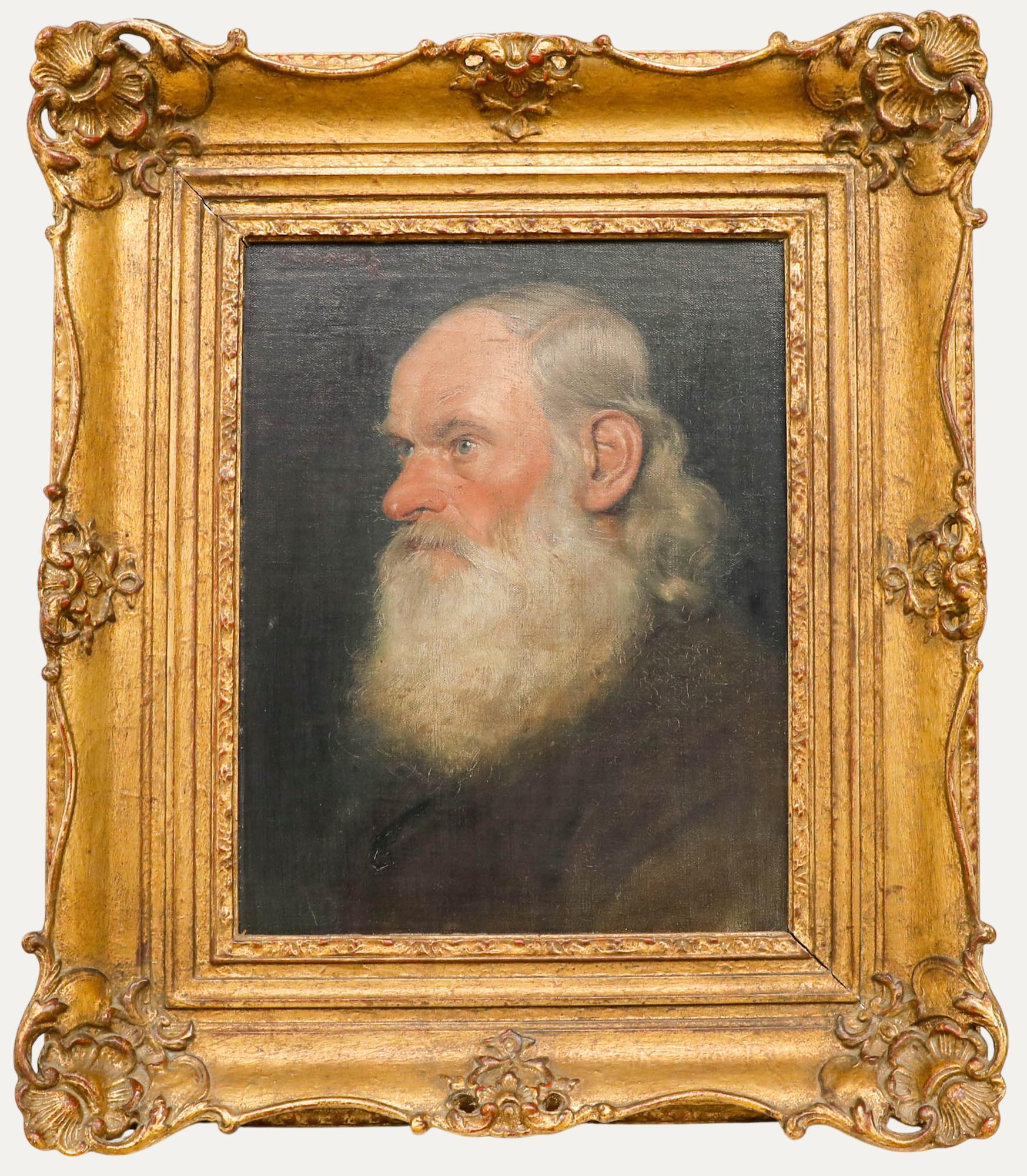 Unknown Portrait Painting - Carlo Nieper (1869-1938) - 1893 Oil, Portrait of a Bearded Man