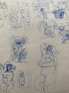 Carlos Carnero Original Ink Drawing, Figure Sketches Doodles