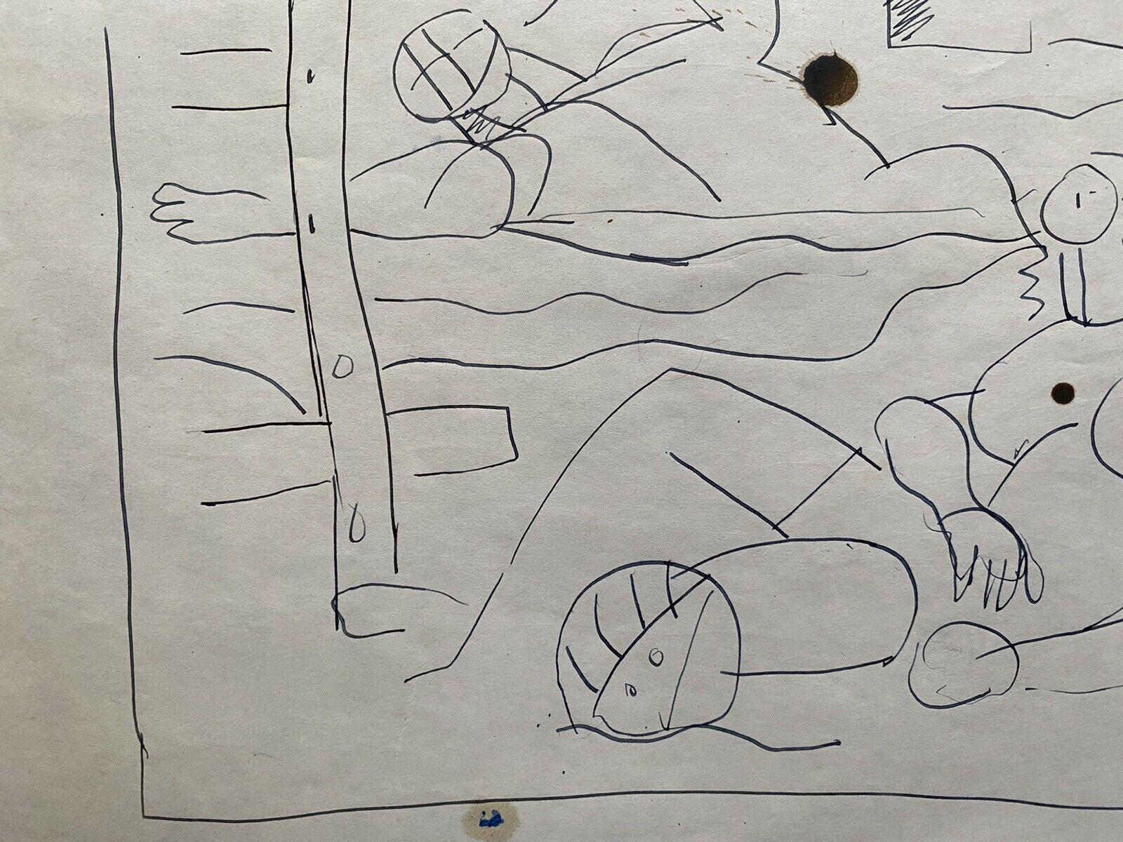 Dessin original de Carlos Carnero, Figures On The Beach en vente 1
