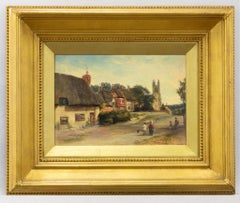Antique Carlton E. Harris - Late 19th Century Oil, View of the Village II