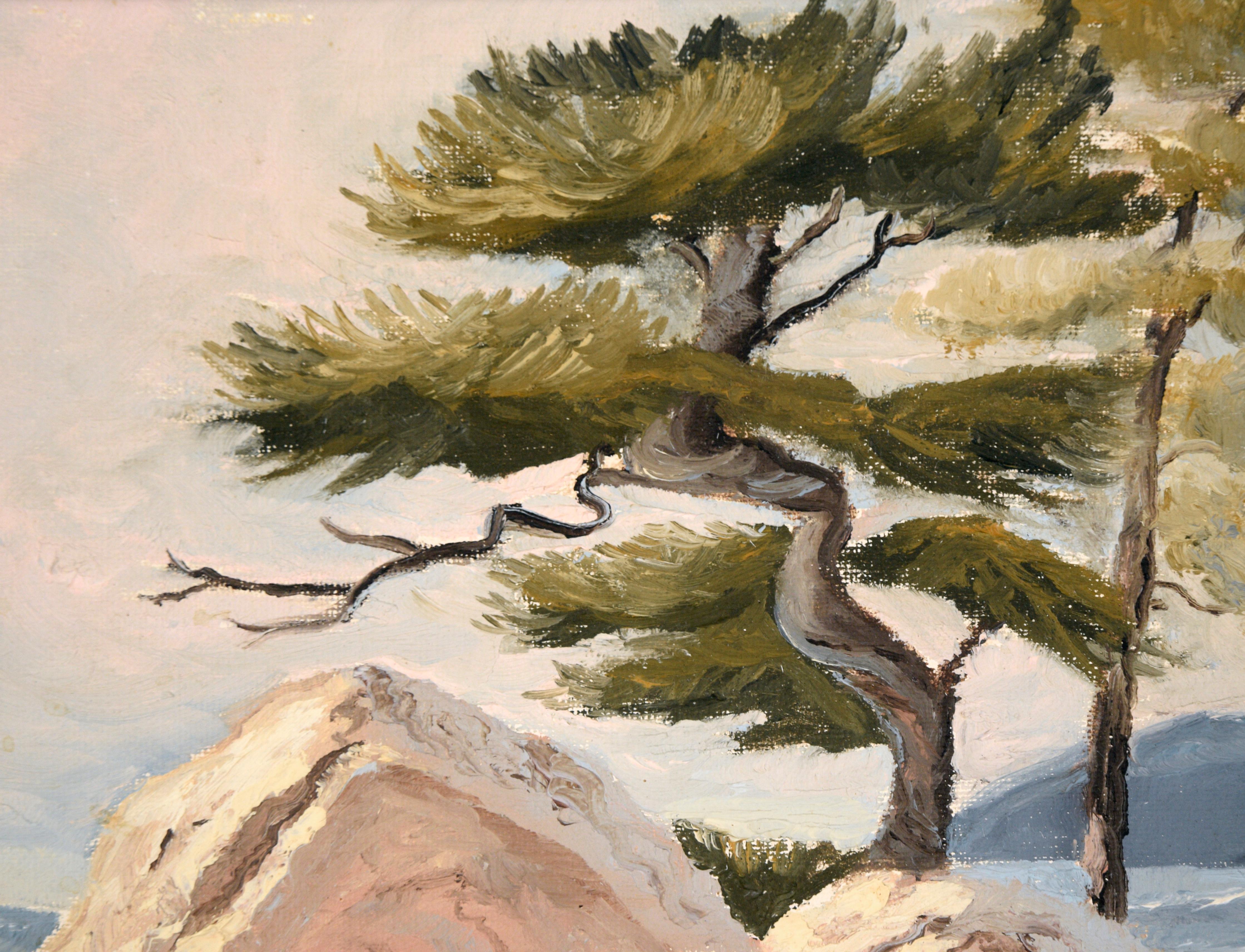 Paisaje de la playa de Carmel - Óleo sobre tabla de artista - Painting impresionista estadounidense de Unknown