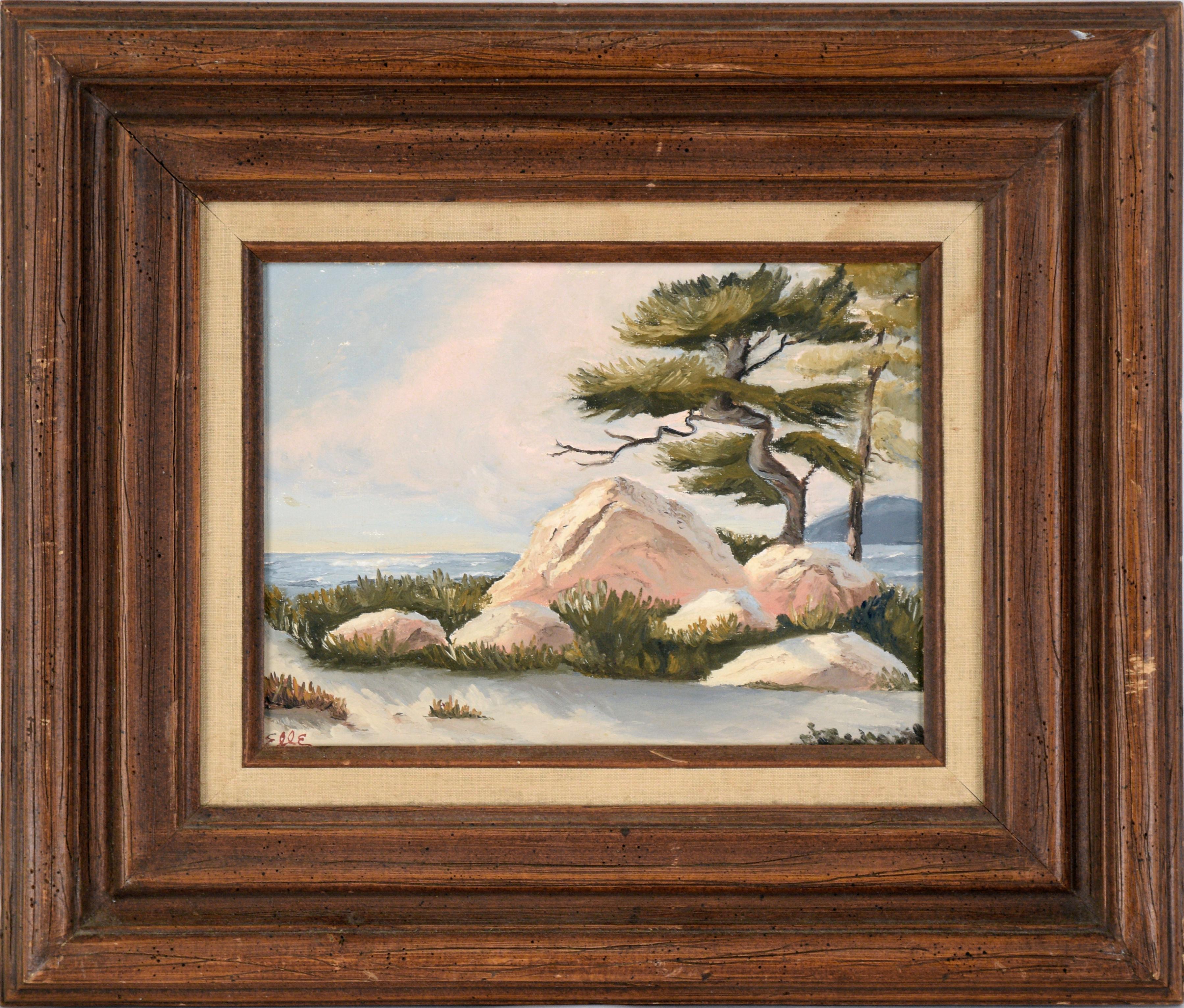 Paisaje de la playa de Carmel - Óleo sobre tabla de artista