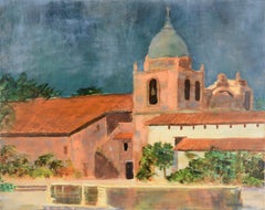Vintage Carmel Mission at Dusk, California Landscape