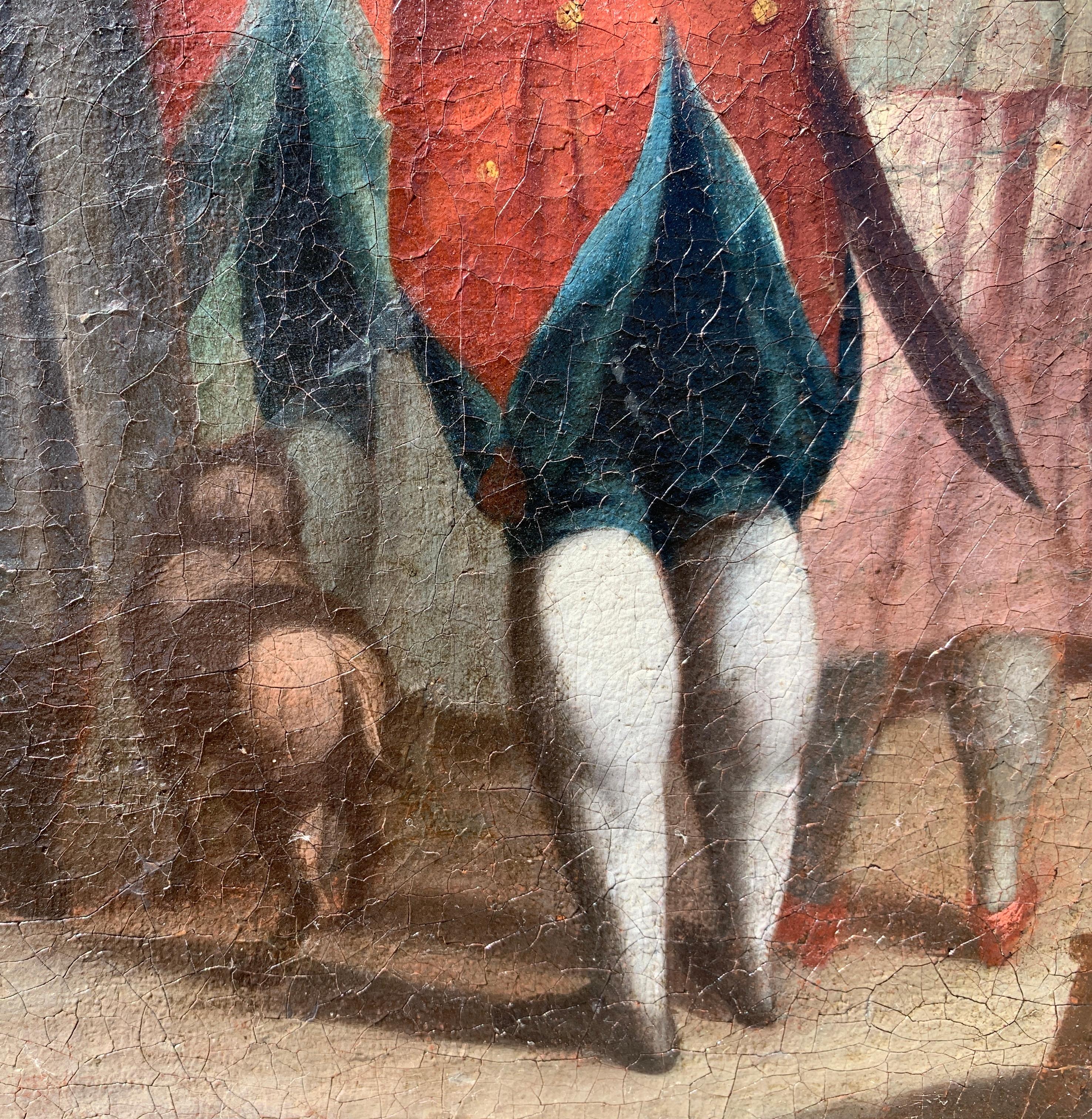 Carnival painter (Italian school)- 18th century figure painting - Street show For Sale 8