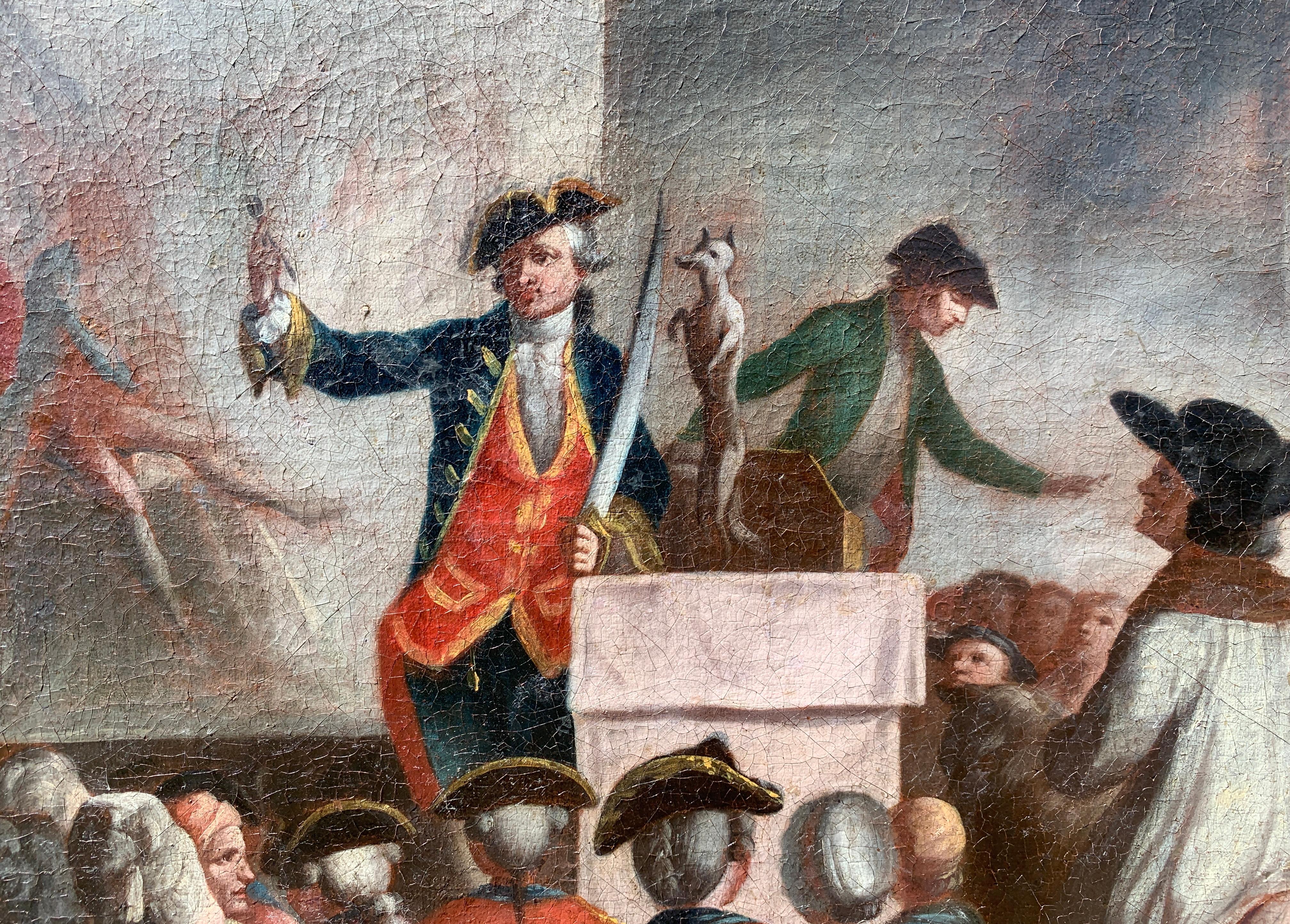 Carnival painter (Italian school)- 18th century figure painting - Street show - Rococo Painting by Unknown