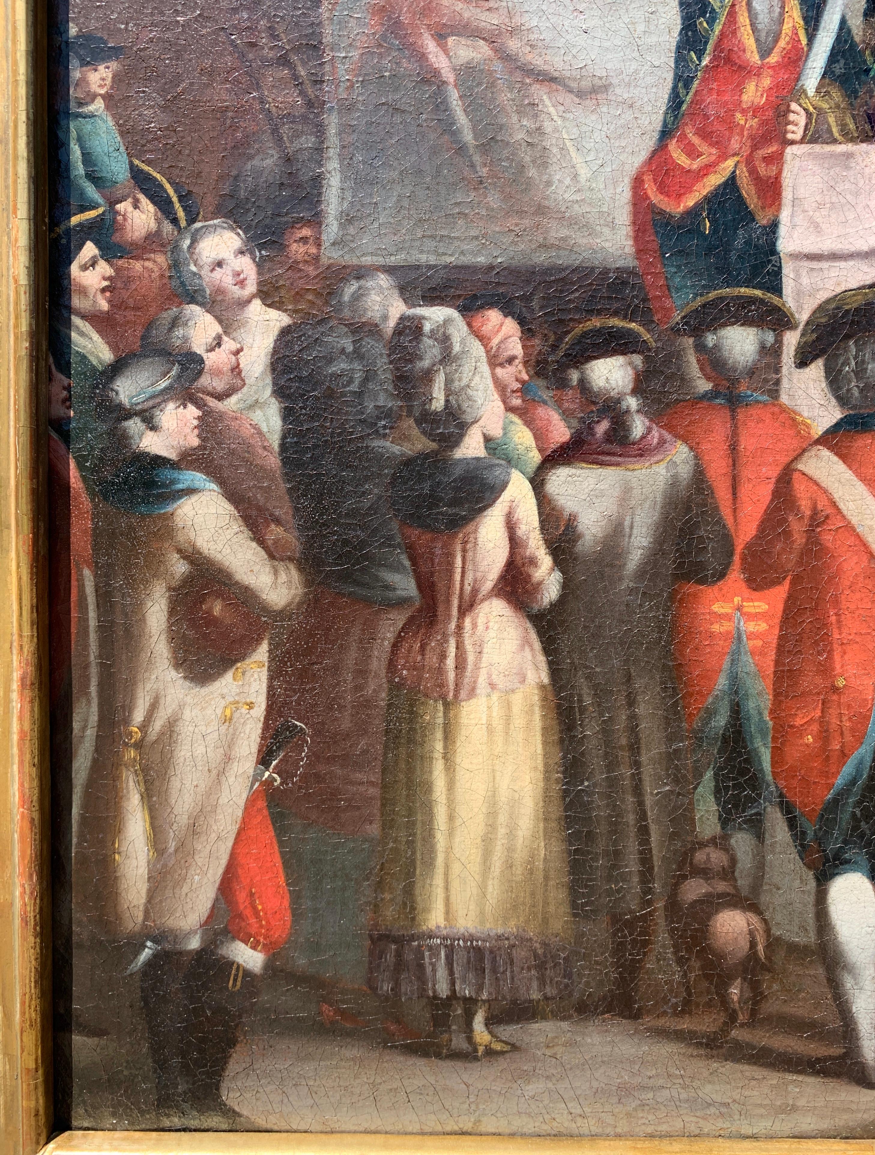 Carnival painter (Italian school)- 18th century figure painting - Street show For Sale 1