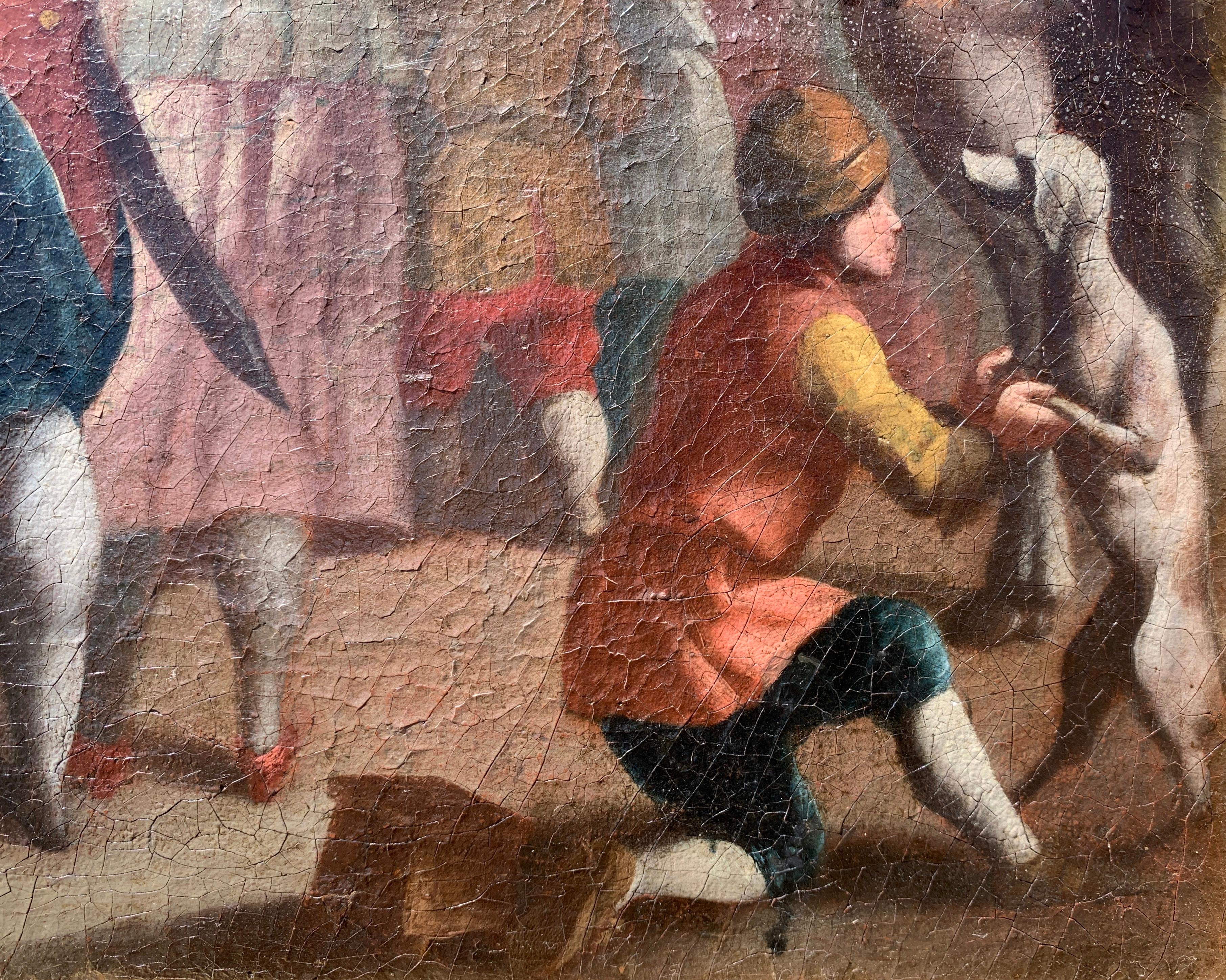 Carnival painter (Italian school)- 18th century figure painting - Street show For Sale 4