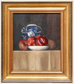Carole Jury - Framed Contemporary Oil, The Ginger Jar with Apples