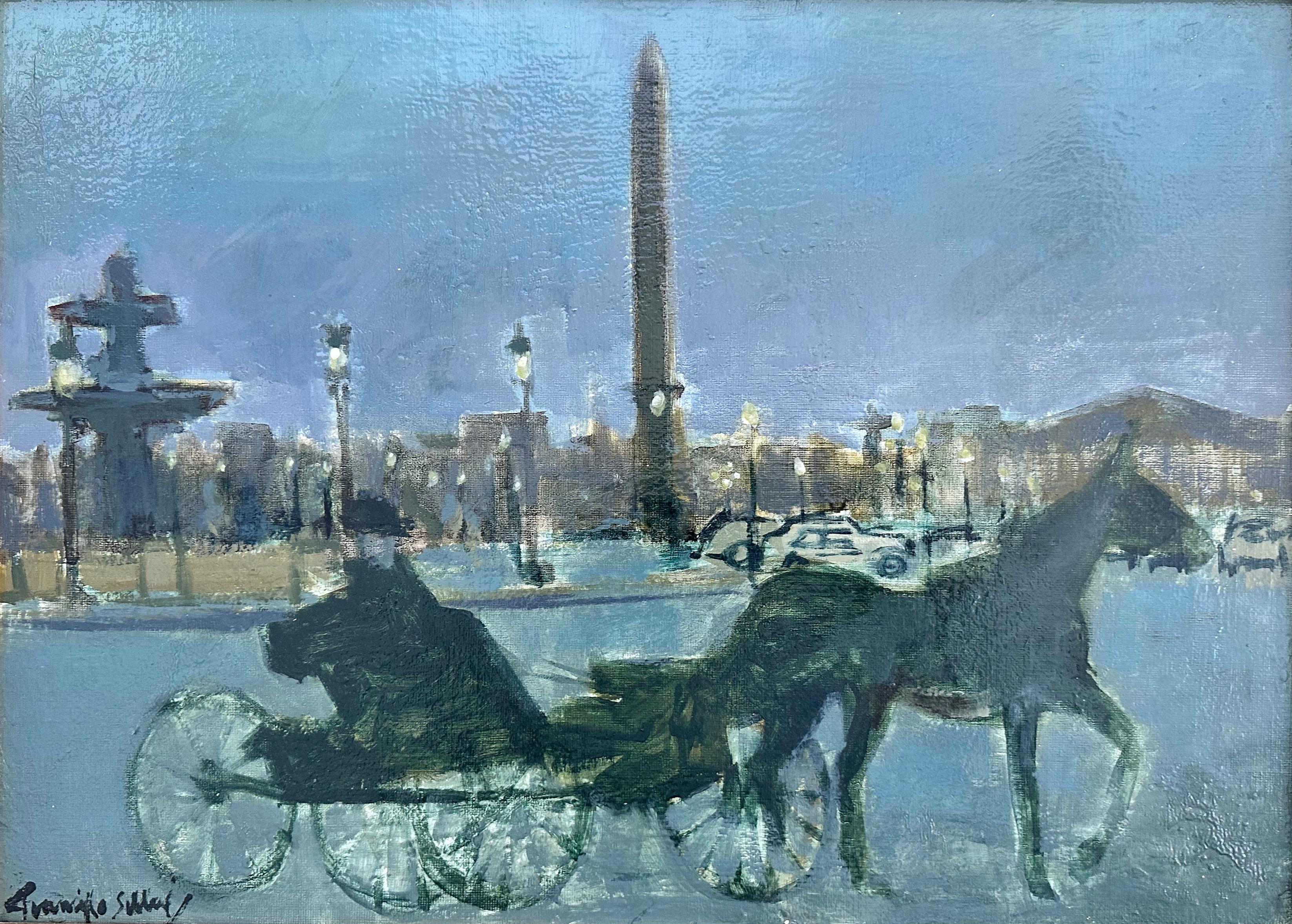Chariot dans le parc - Impressionnisme Painting par Unknown