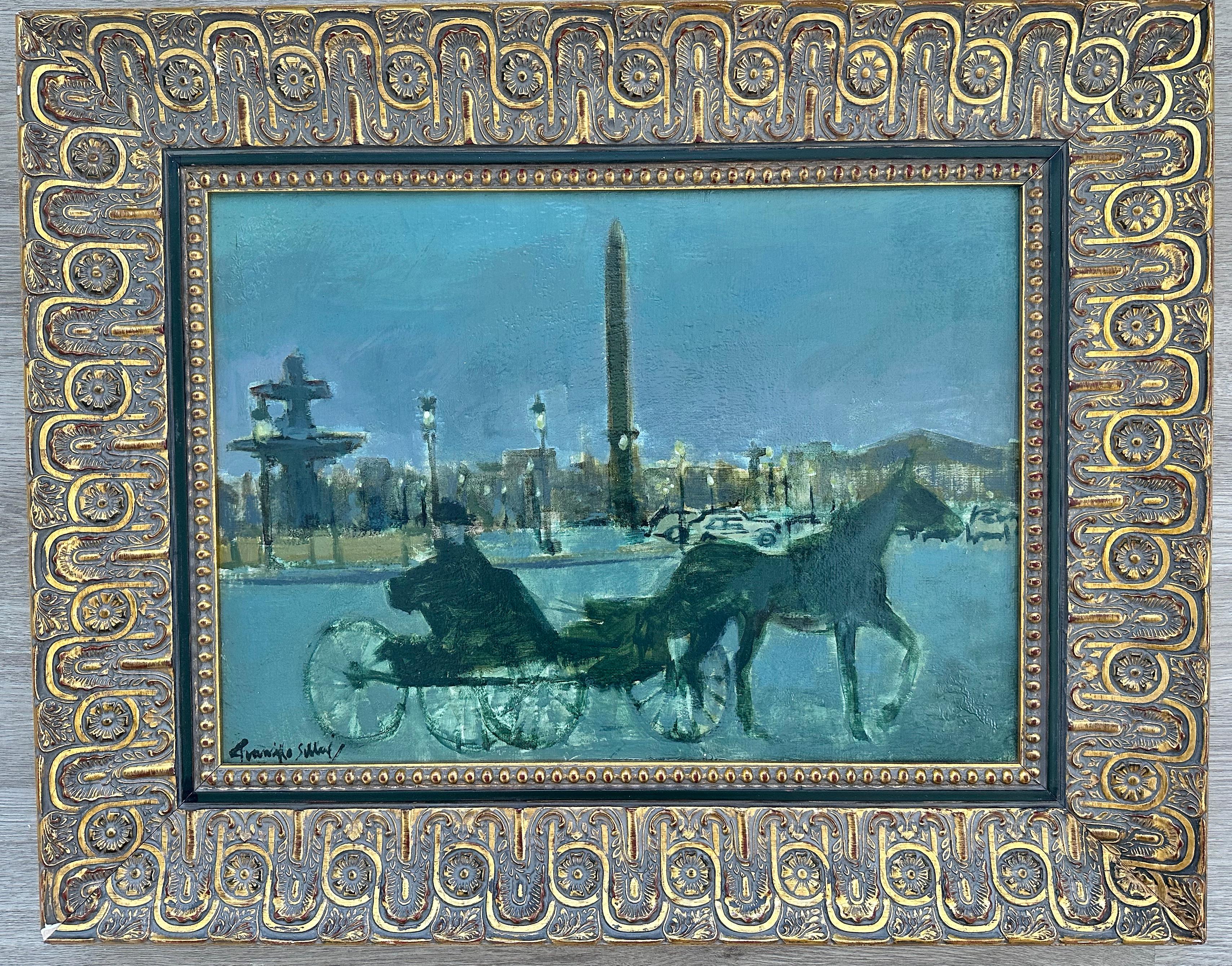 Landscape Painting Unknown - Chariot dans le parc