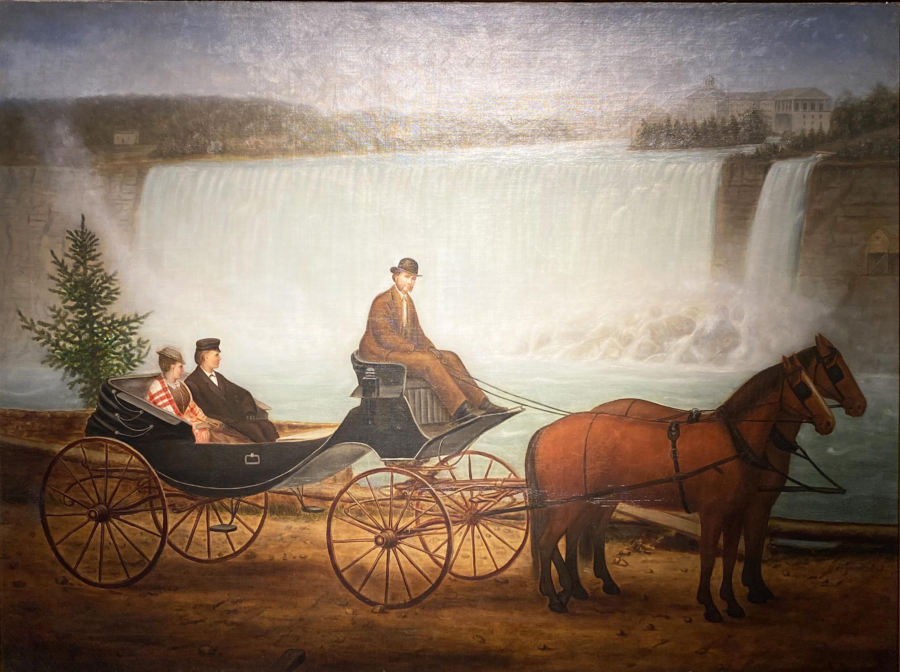 Carriage Ride at Niagara Falls - Painting by Unknown