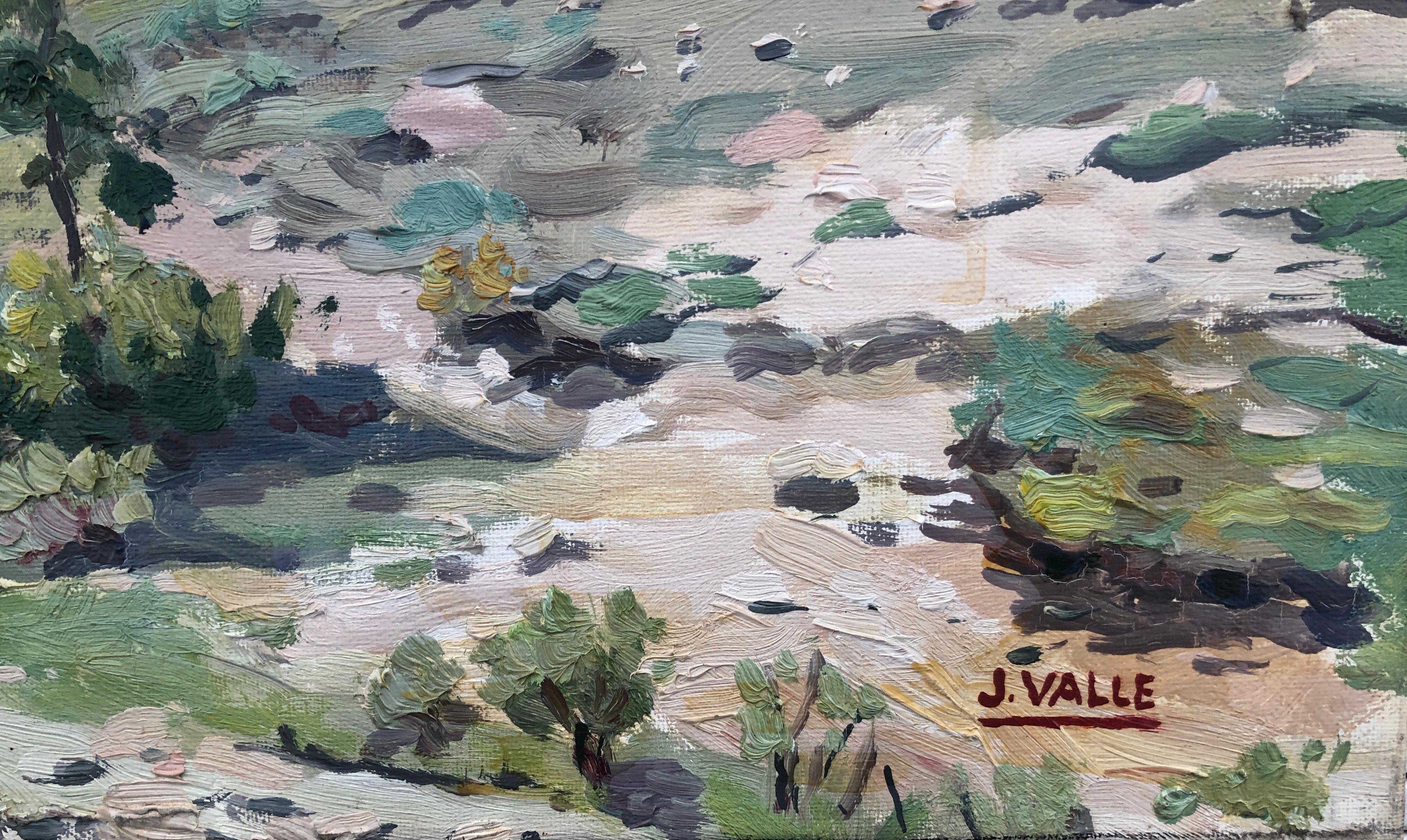 Paisaje llano catalán óleo sobre lienzo pintura España arte español europeo - Painting de Unknown
