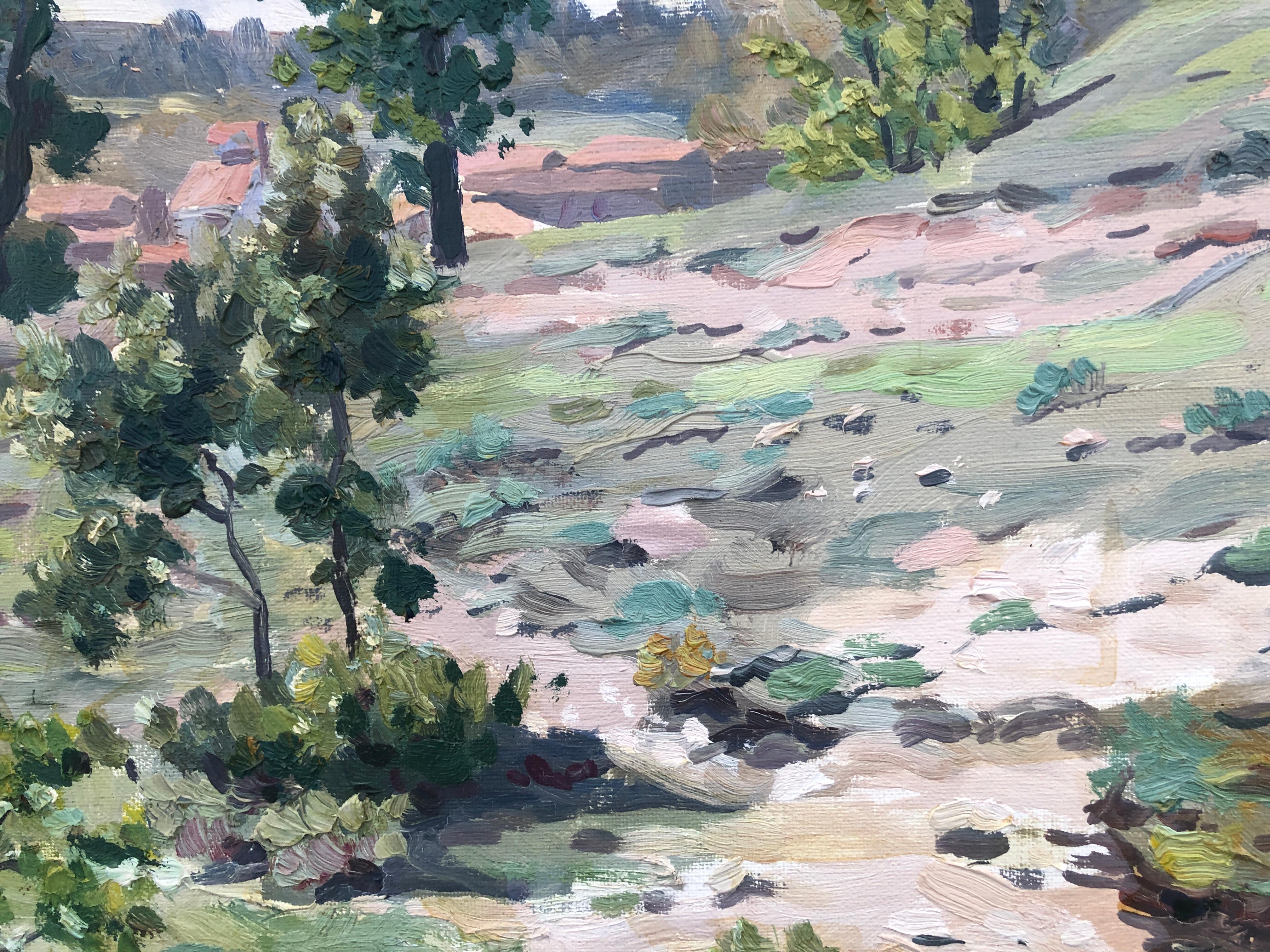 Paisaje llano catalán óleo sobre lienzo pintura España arte español europeo - Painting Impresionista de Unknown