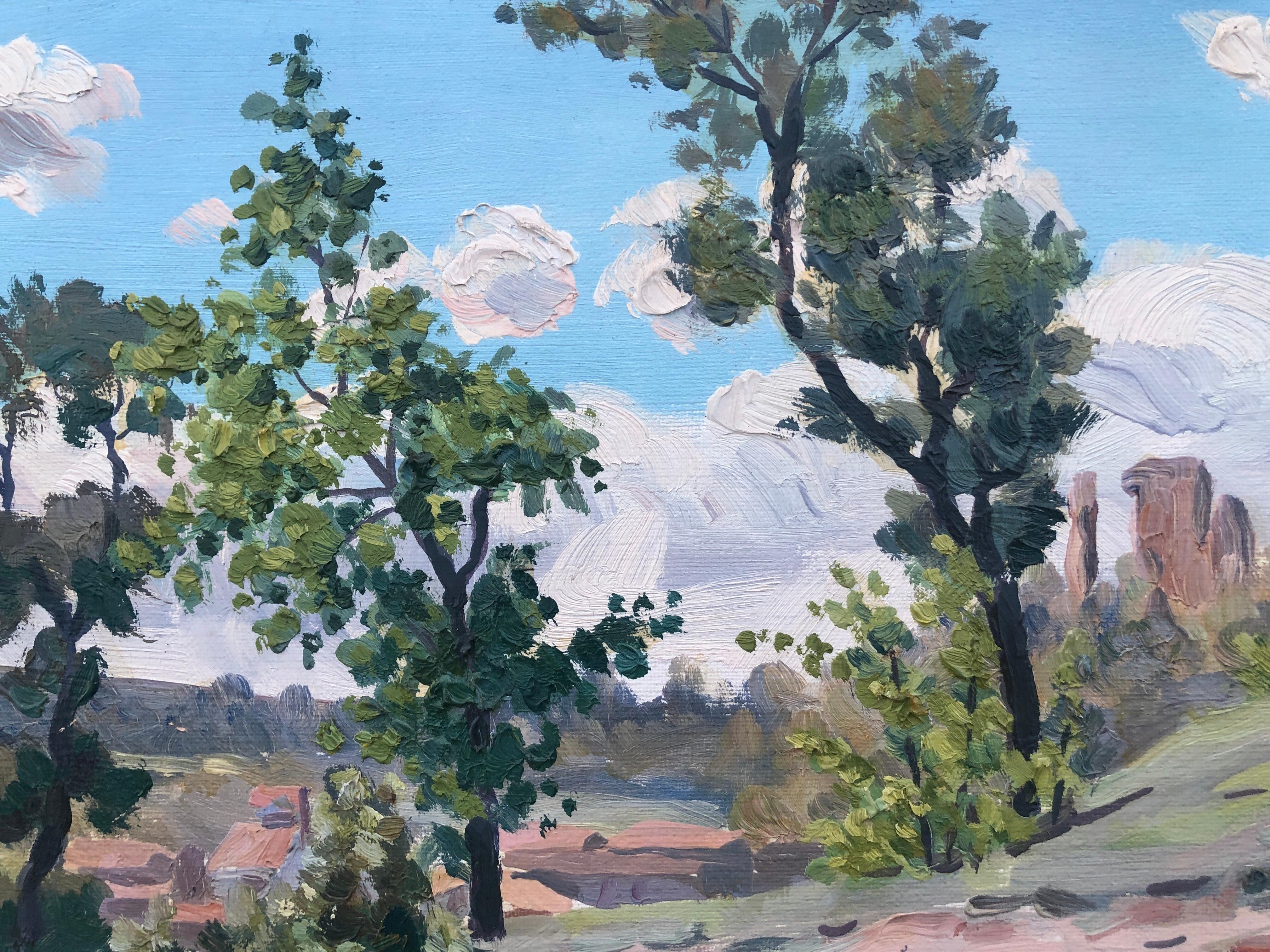 Paisaje llano catalán óleo sobre lienzo pintura España arte español europeo - Landscape Painting Gris de Unknown