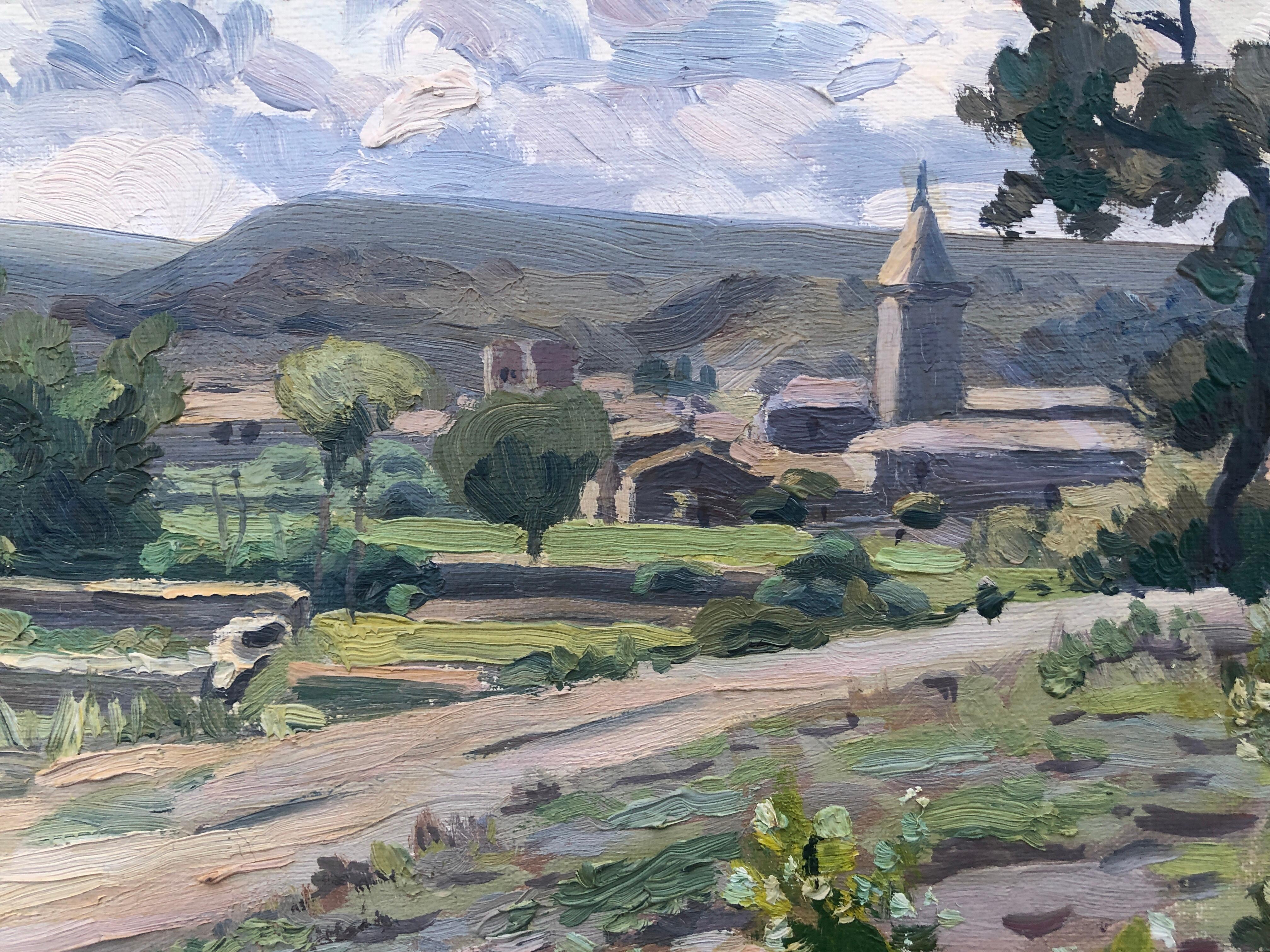 Paisaje llano catalán óleo sobre lienzo pintura España arte español europeo en venta 1