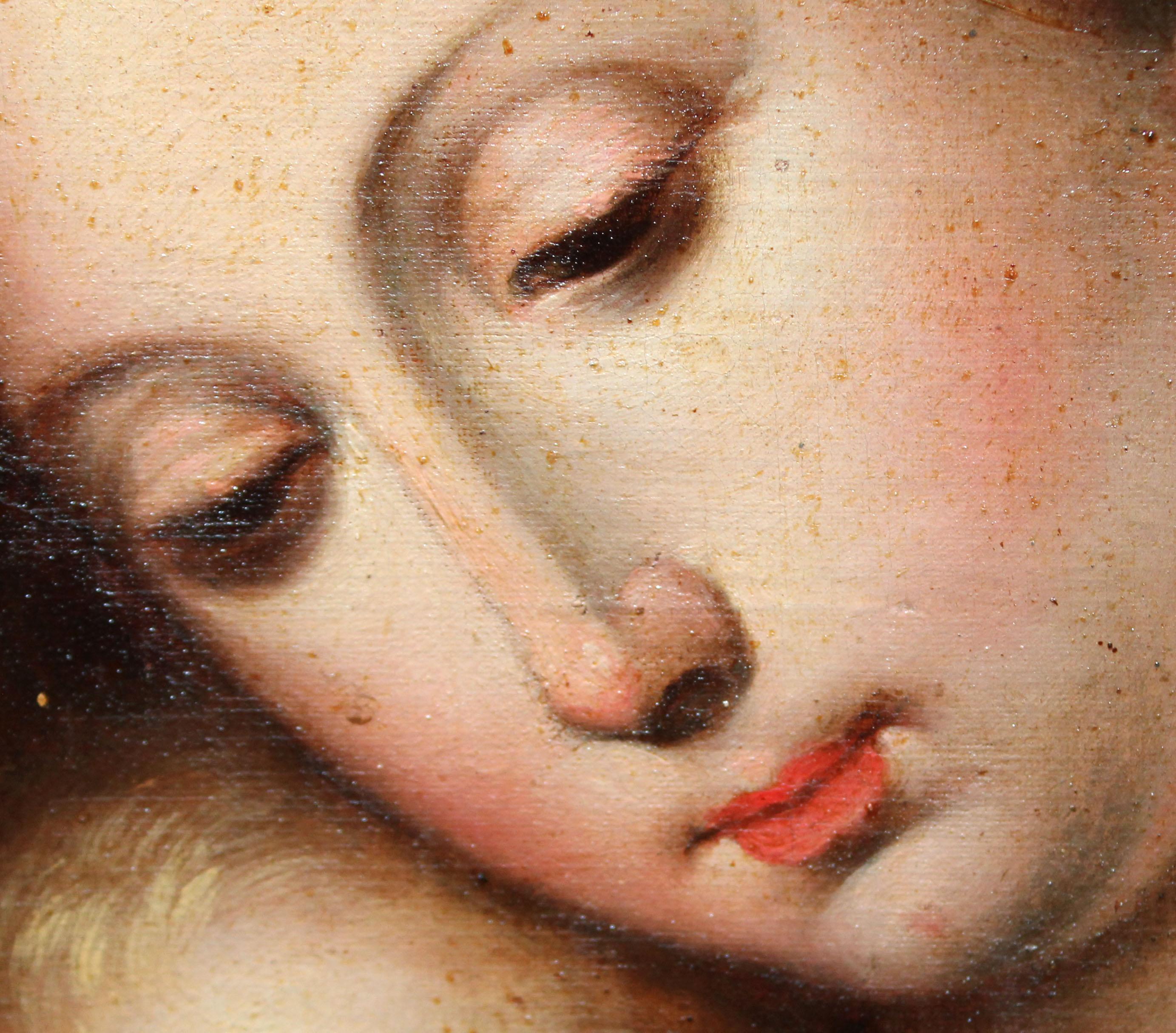 La obra no va firmada

L'opera è incorniciata con un marchio dell'epoca in madera dorata.

Lo stato della pittura è accettabile, solo che ci sono alcuni restauri (senza importanza).

Dimensioni dell'opera: 72 cm. di altezza x 53 cm. di