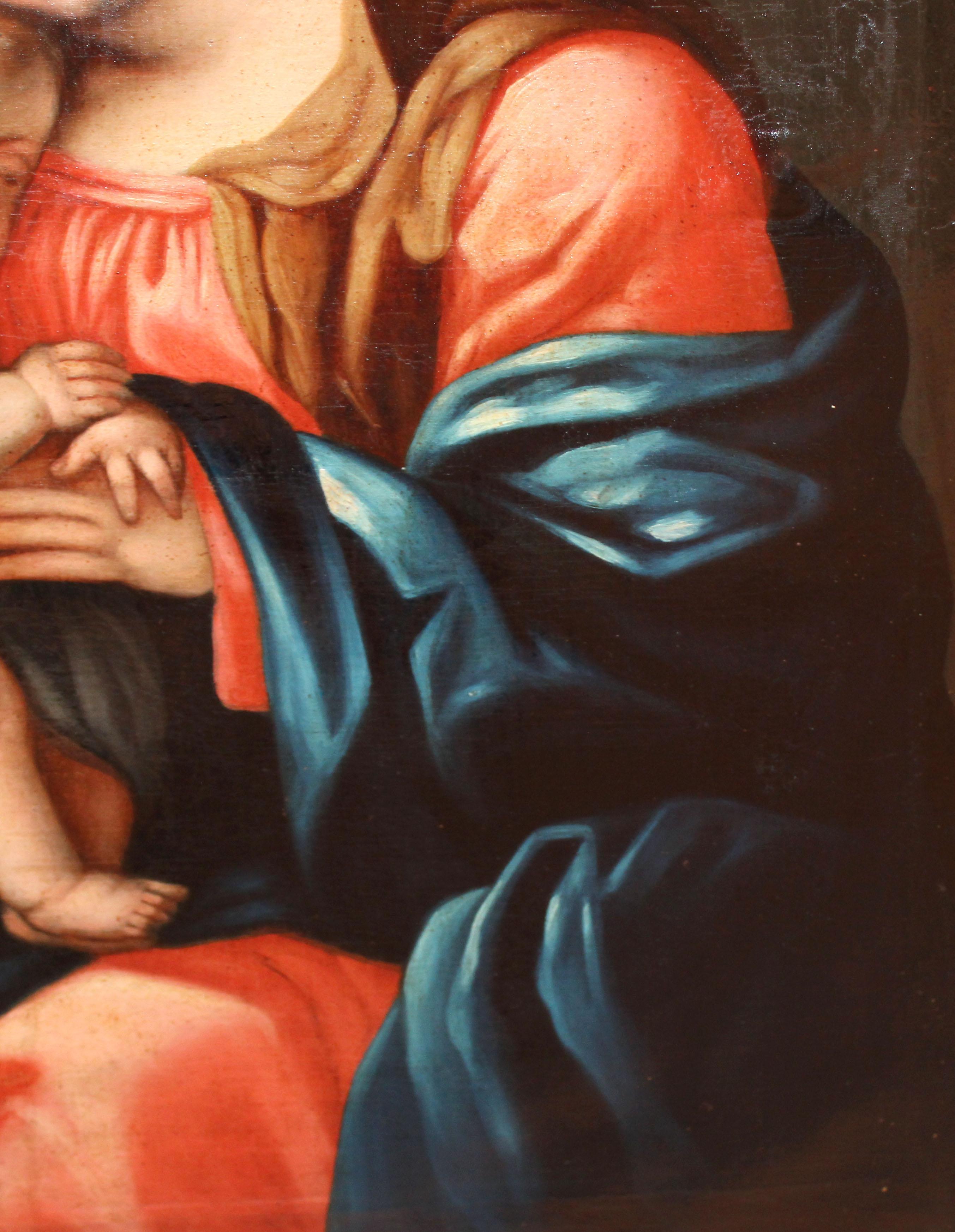 Scuola catalana (XIX secolo) - Olio su tela - Vergine e Bambino in vendita 1