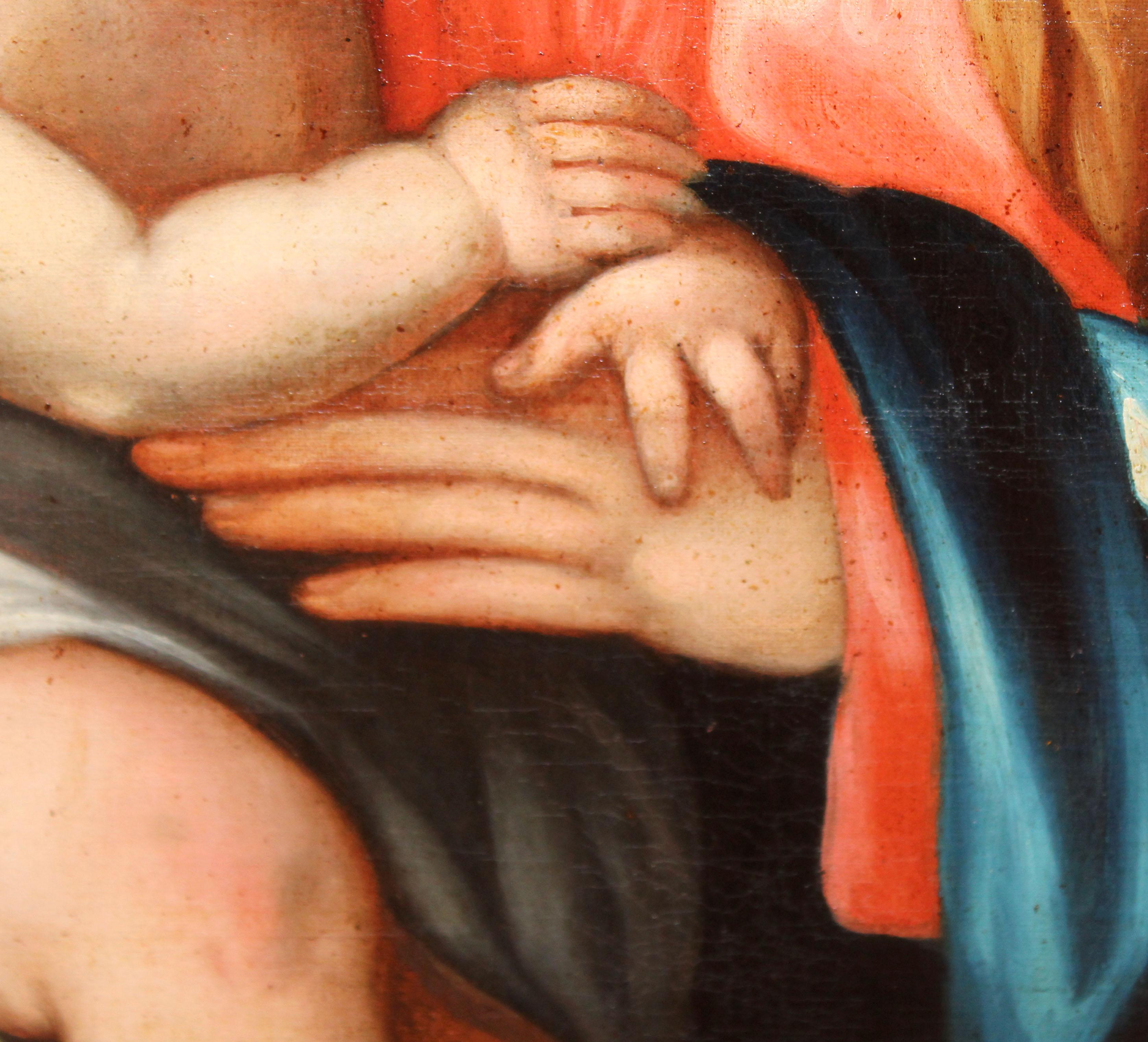 Scuola catalana (XIX secolo) - Olio su tela - Vergine e Bambino in vendita 2