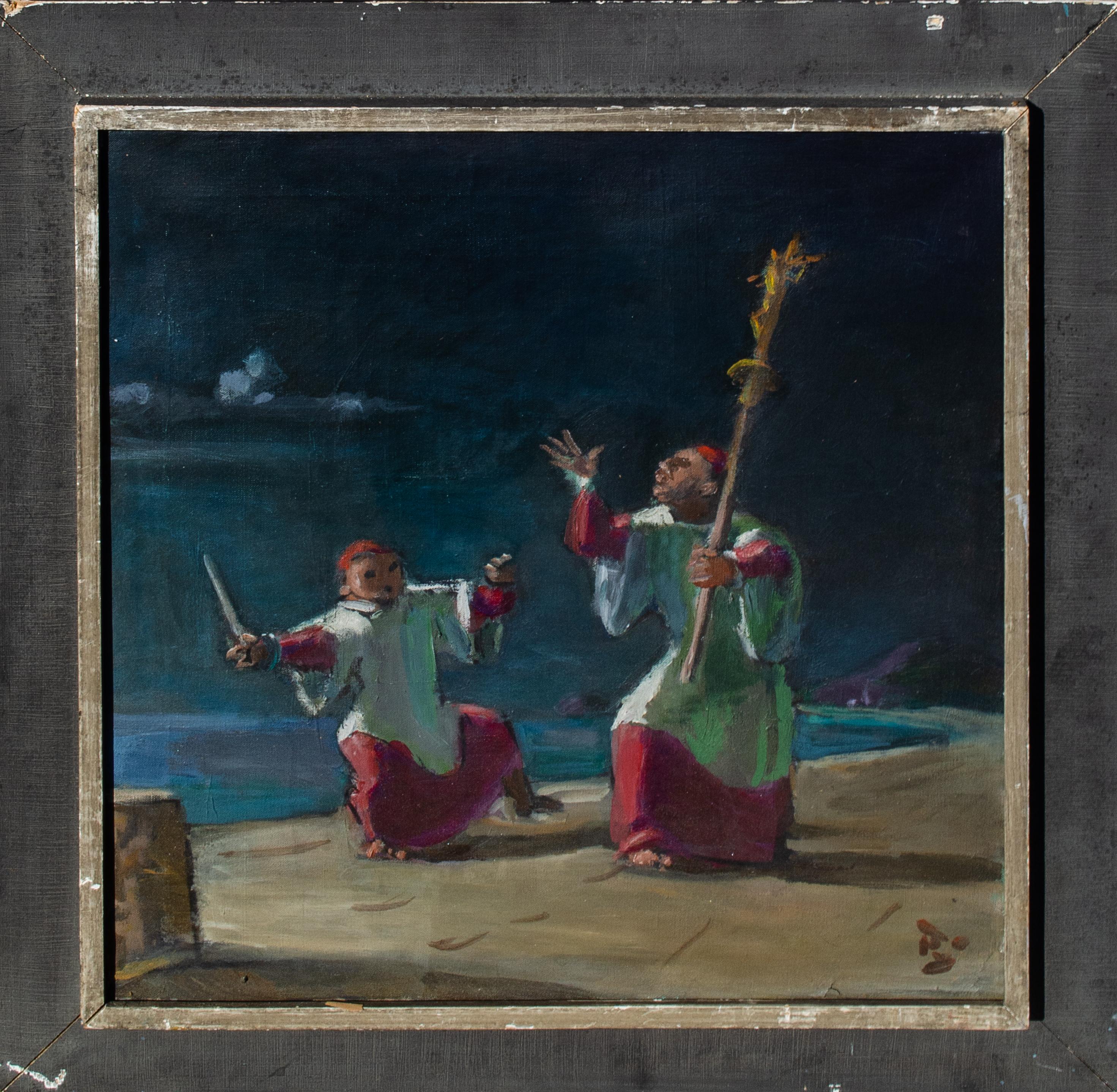 Mystery Artist
Untitled (Catholics), c. 20th century
Oil on canvas
20 x 20 in.
Framed: 25 x 25 x 1 1/4 in. 
Signed lower right