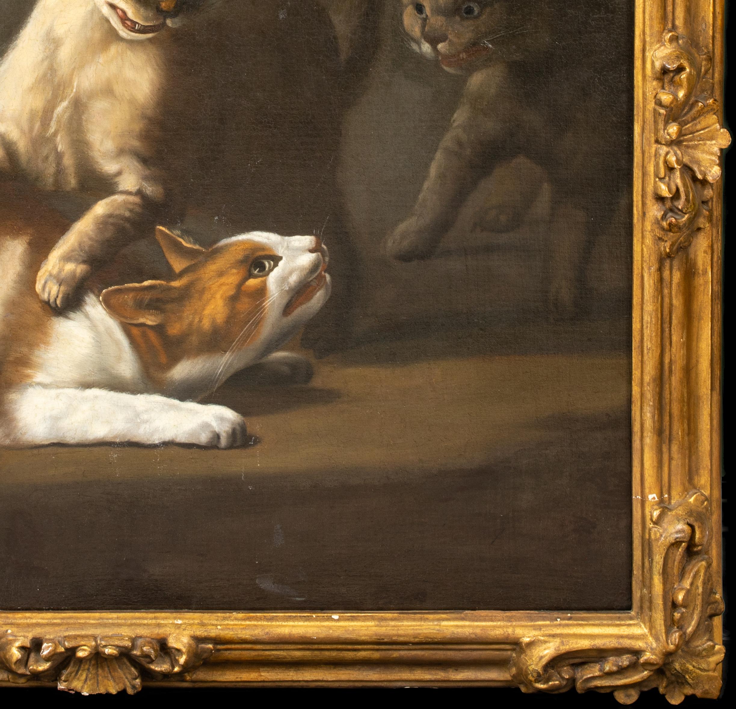 Cats Fighting, 17th Century

attributed to David DE CONINCK (1642-1700)

Large 17th Century interior scene of cats fighting, oil on canvas. Excellent quality and condition for its age. Presented in its original antique gilt frame.

Provenance: early