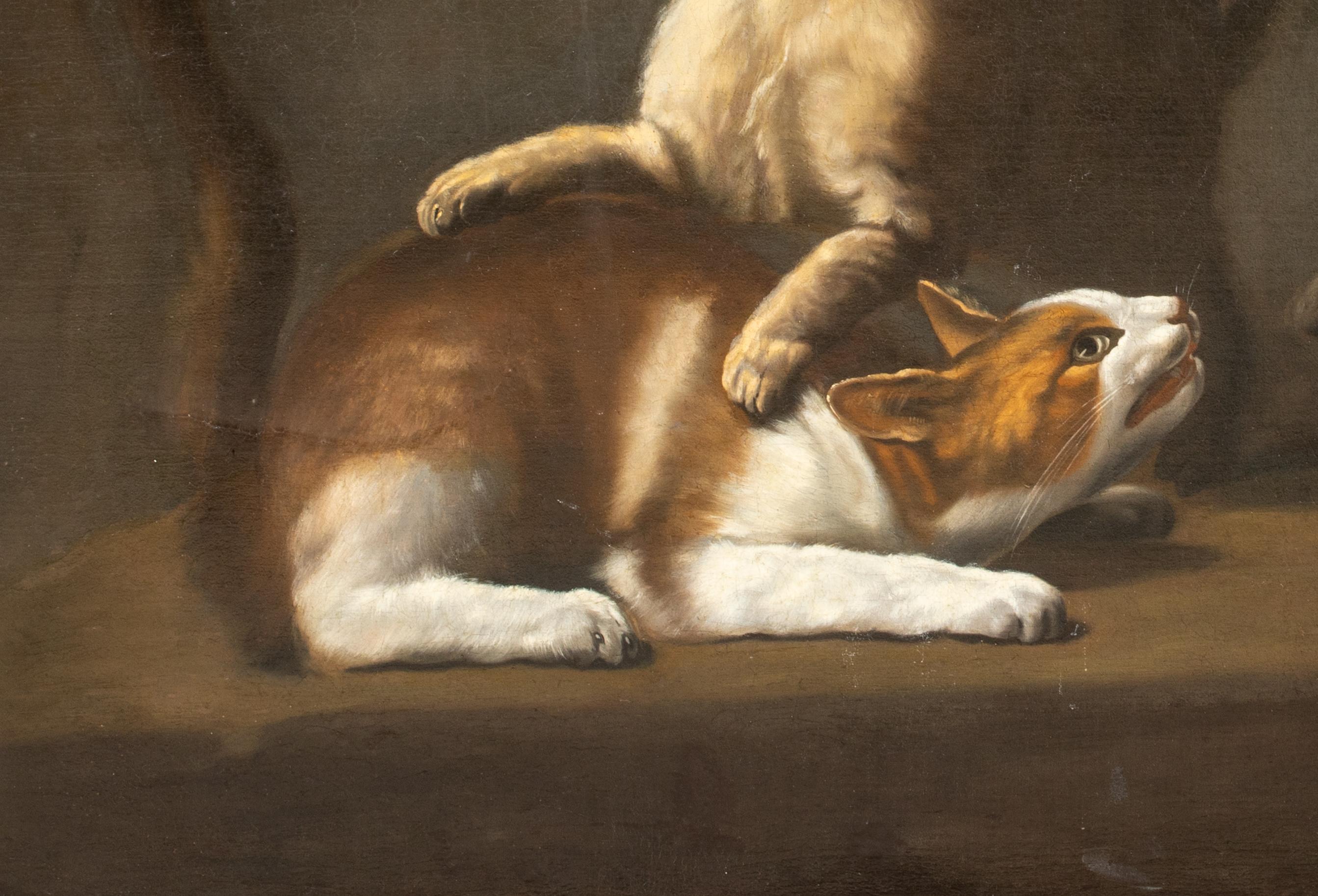 Cats Fighting, 17th Century  attributed to David DE CONINCK (1642-1700) For Sale 2