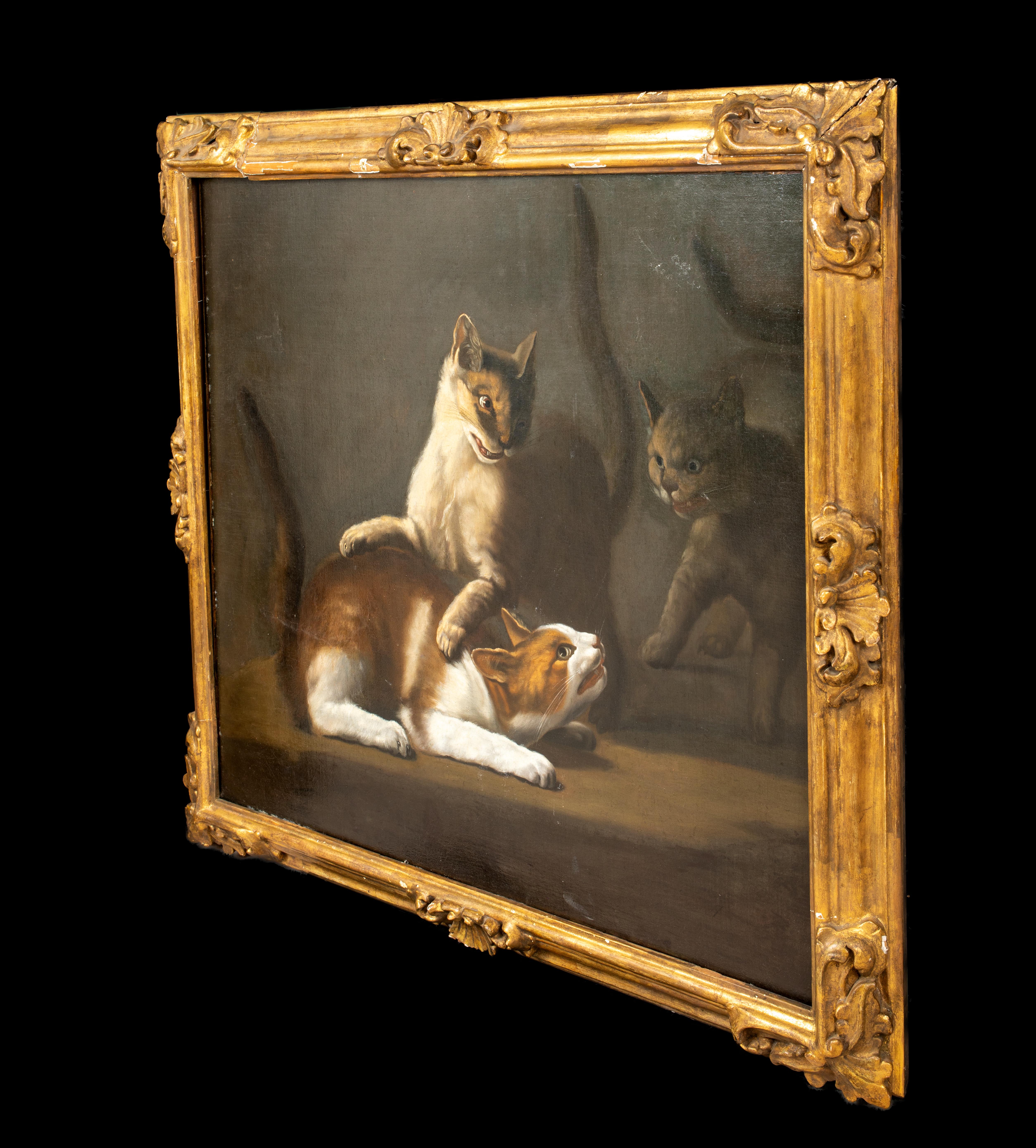 Cats Fighting, 17th Century  attributed to David DE CONINCK (1642-1700) For Sale 4