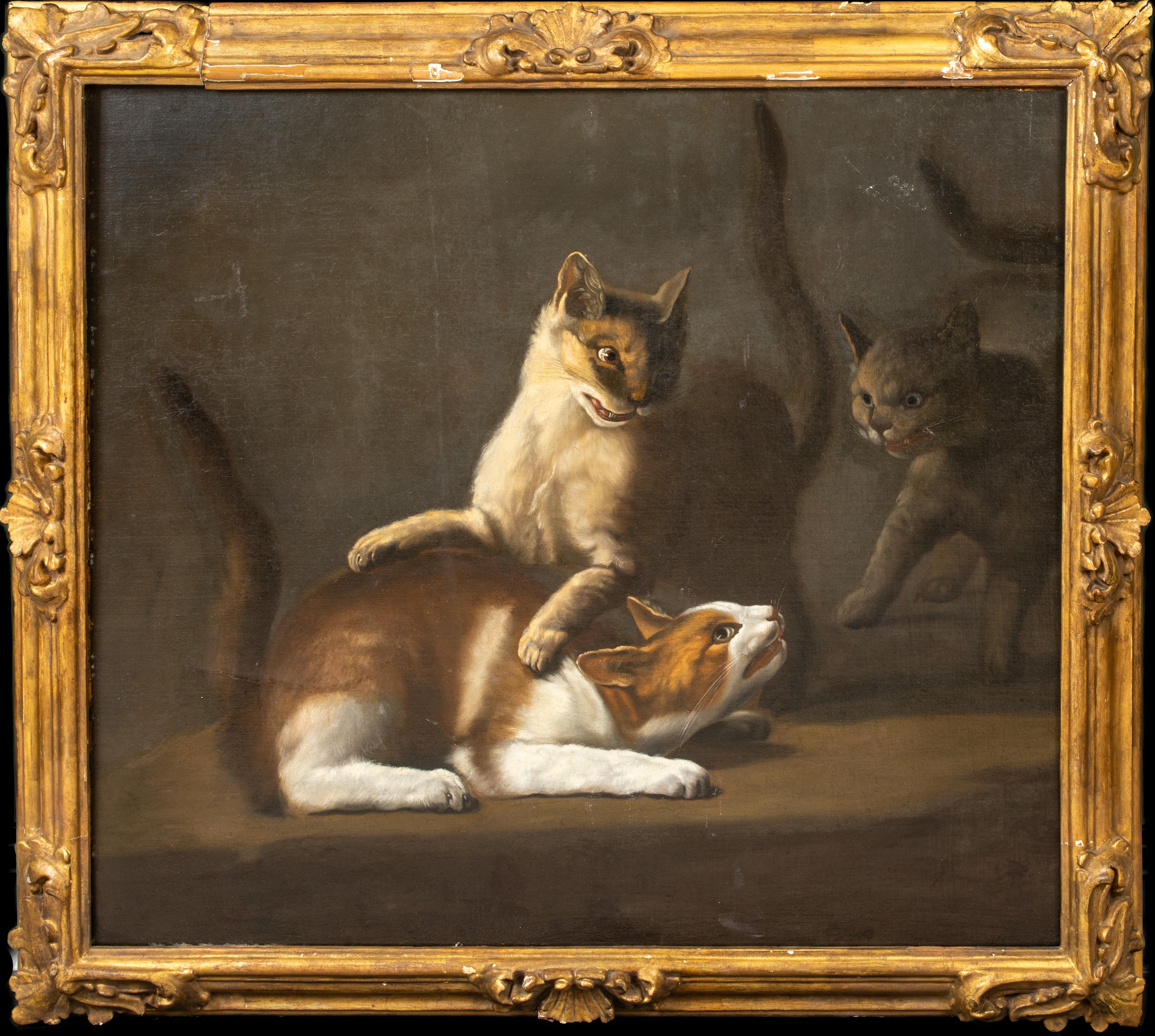 Unknown Animal Painting - Cats Fighting, 17th Century  attributed to David DE CONINCK (1642-1700)
