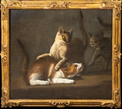 Antique Cats Fighting, 17th Century  attributed to David DE CONINCK (1642-1700)