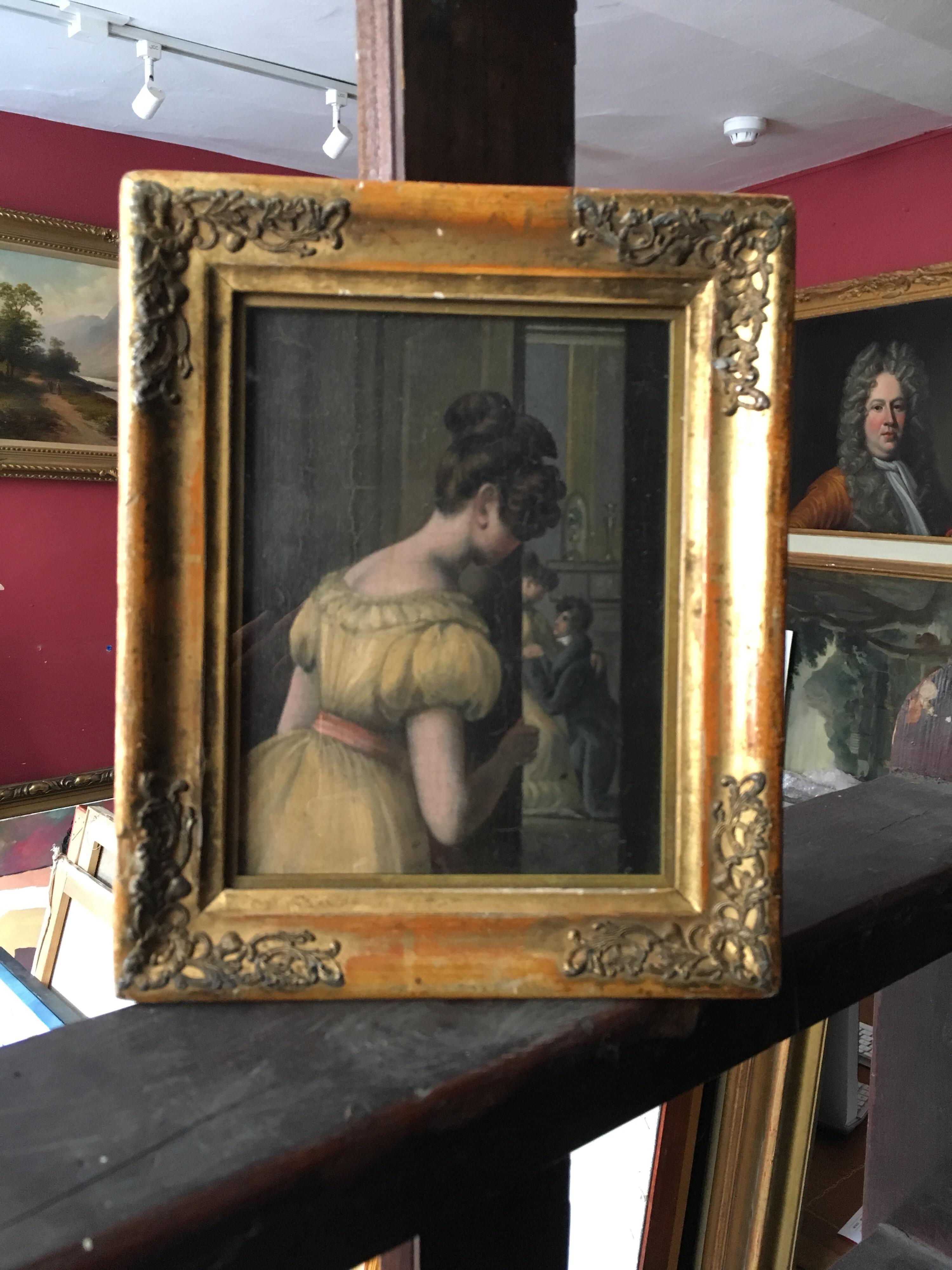 ‘Caught in the Act’, Antique British Oil Painting - Black Portrait Painting by Unknown