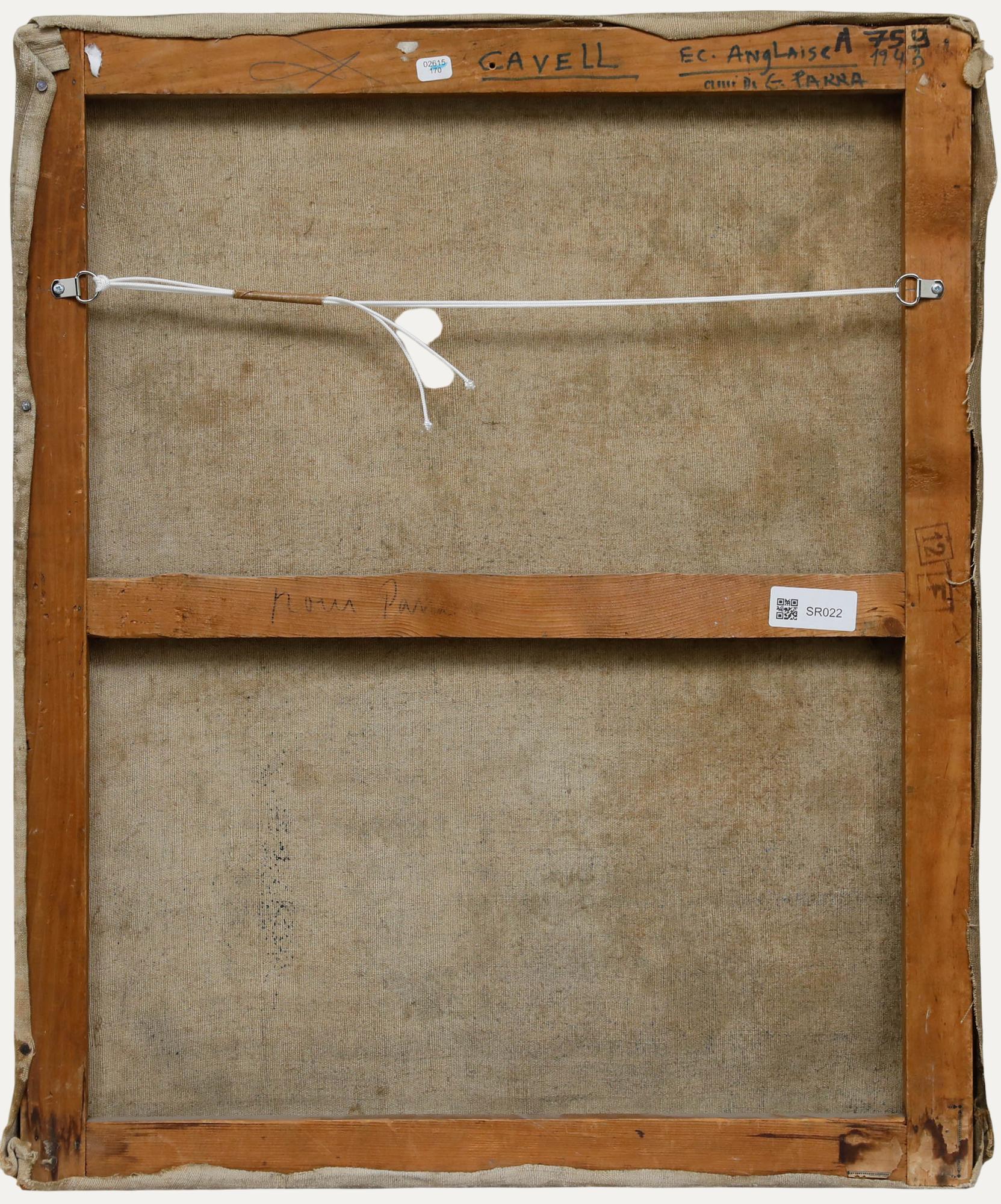 Cavell - 1943 Oil, By the Sea - Purple Figurative Painting by Unknown