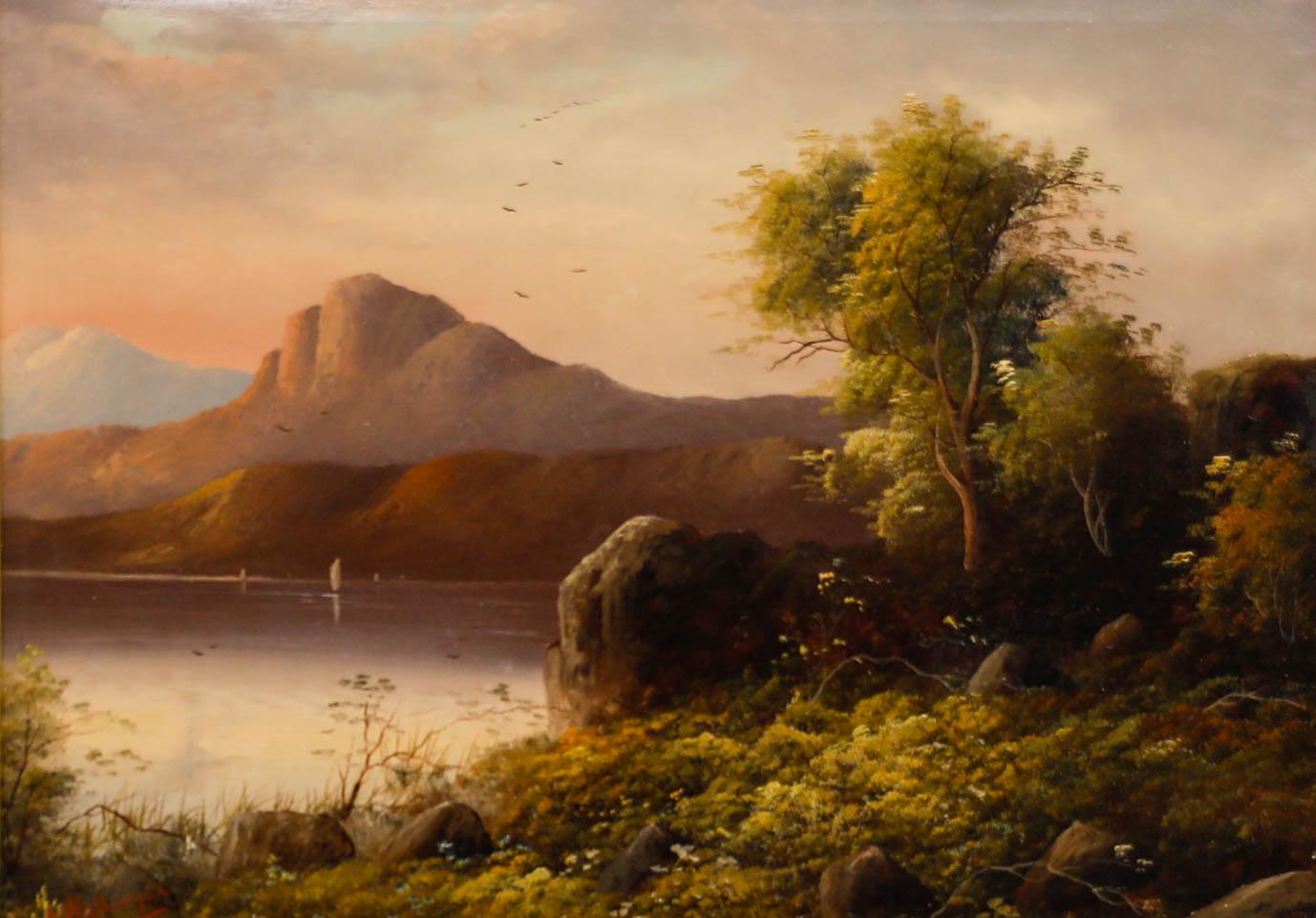 Cecil A. Wallinger (1855-1927) - Olio della fine del 19° secolo, Lago Highland - Painting di Unknown