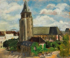 Cecile Hertz-Eyrolles (1875-1974) - 20th Century Oil, View of the Church
