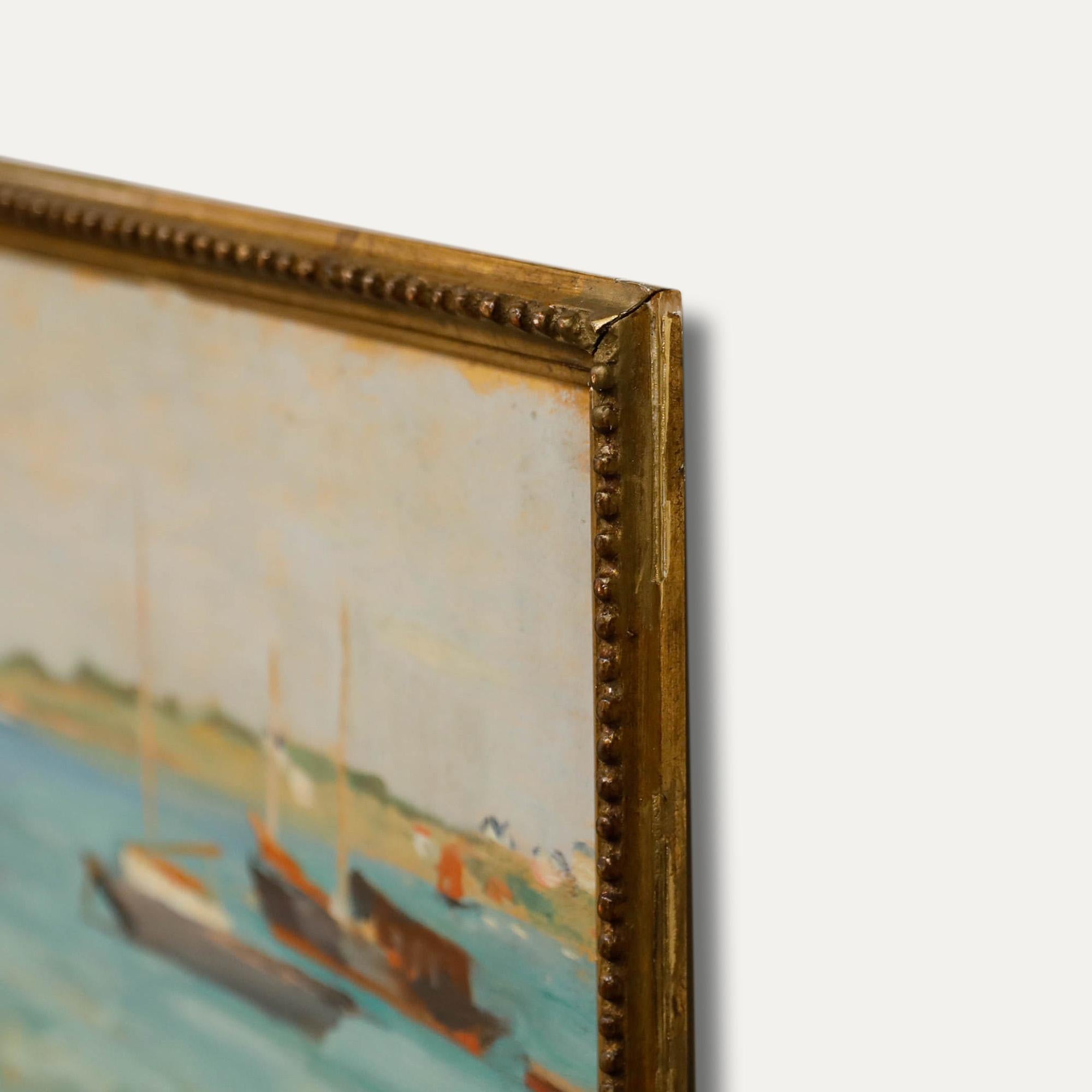 Cecile Hertz-Eyrolles (1875-1974) - Gerahmtes Ölgemälde,tuary Mooring, Mitte des 20. Jahrhunderts im Angebot 1