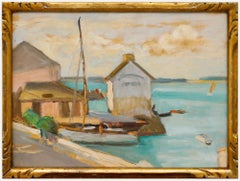 Cecile Hertz-Eyrolles (1875-1974) - Framed Mid 20th Century Oil, Harbour Houses