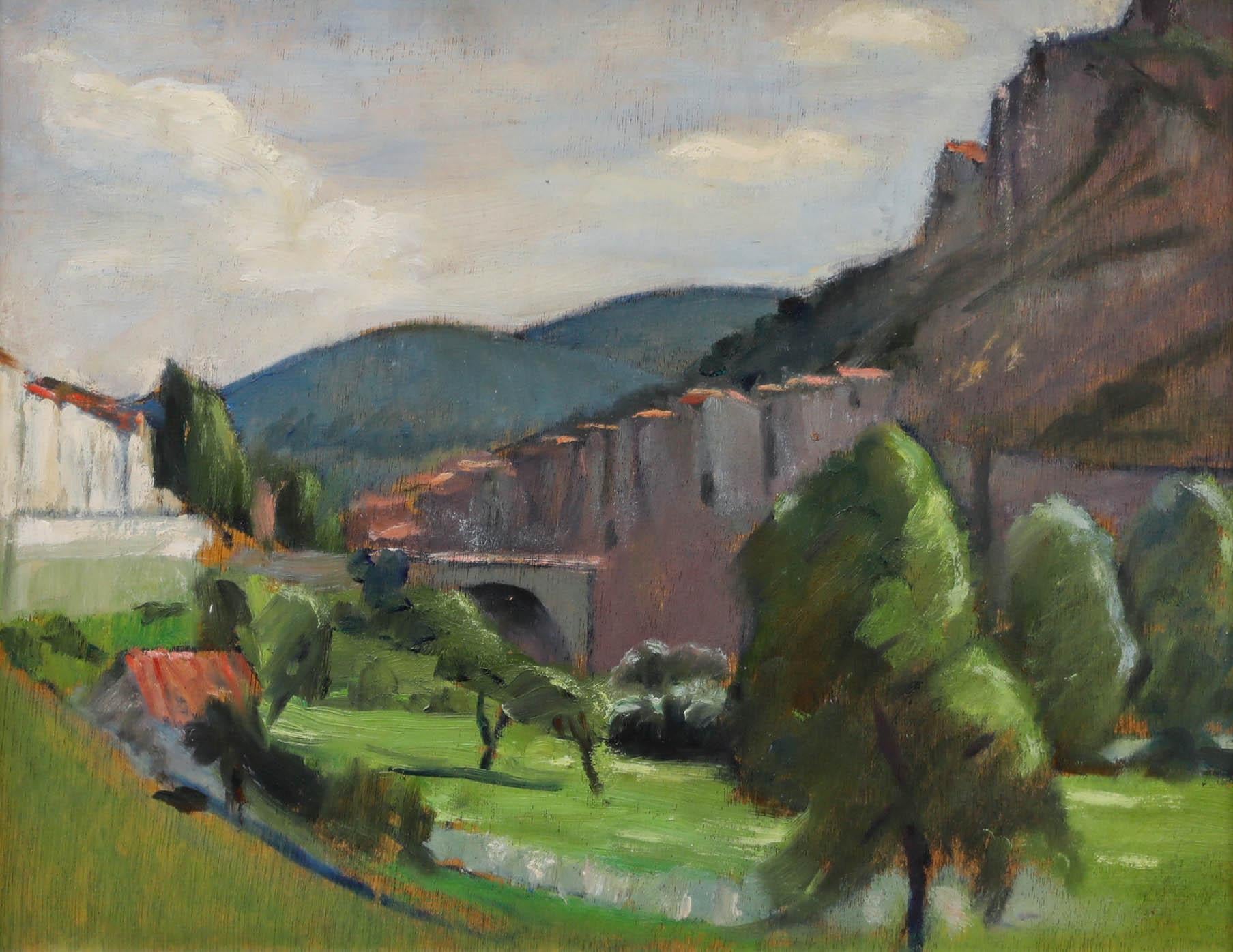 Cecile Hertz-Eyrolles (1875-1974) - Gerahmtes Öl aus der Mitte des 20. Jahrhunderts, La vallée verte – Painting von Unknown