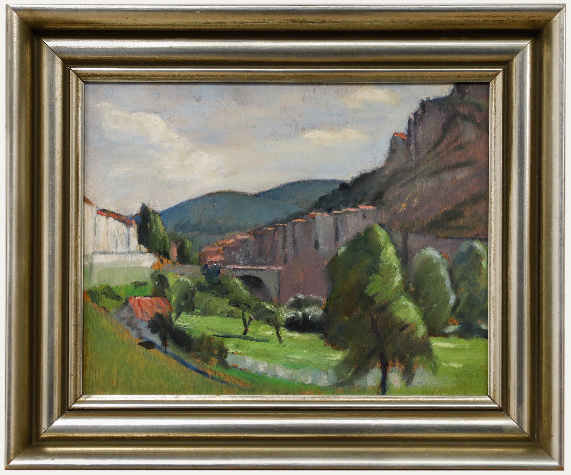 Cecile Hertz-Eyrolles (1875-1974) - Gerahmtes Öl aus der Mitte des 20. Jahrhunderts, La vallée verte