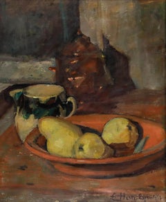 Cecil Hertz-Eyrolles (1875-1974) - Olio incorniciato, Una ciotola di mele cotogne