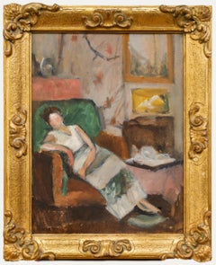 Cecile Hertz-Eyrolles (1875-1974) - Framed Oil, An Afternoon Siesta