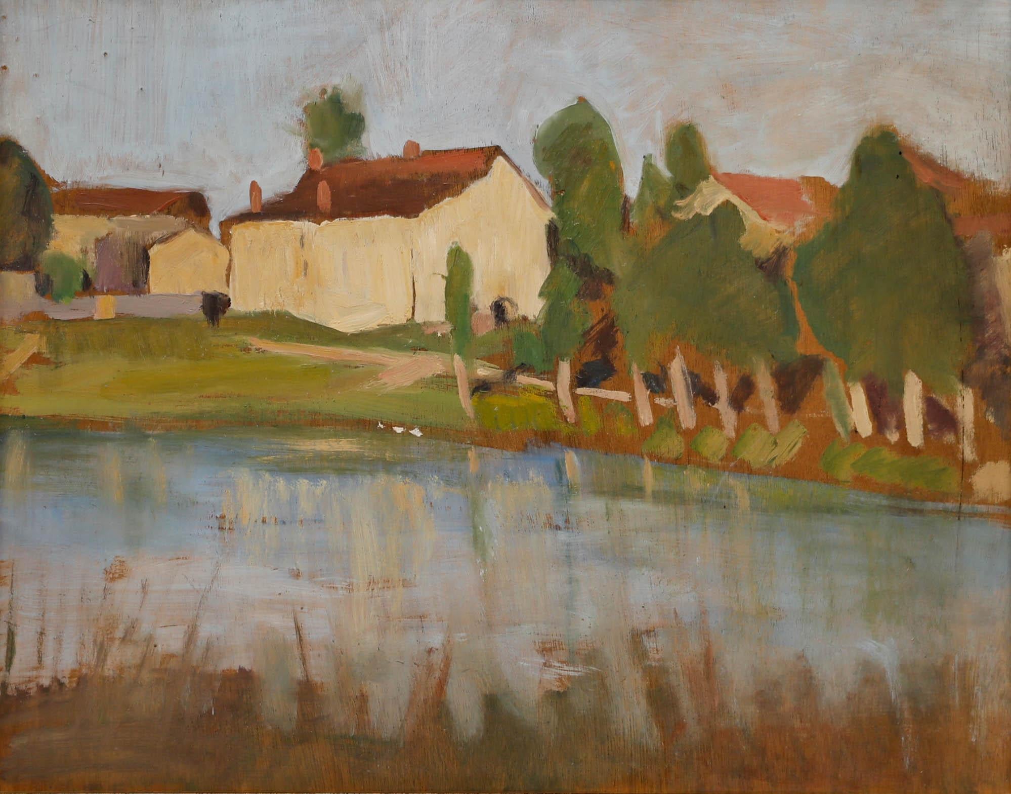 Cecile Hertz-Eyrolles (1875-1974) - Óleo enmarcado, Patos en la orilla del río - Painting de Unknown