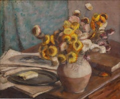 Cecile Hertz-Eyrolles (1875-1974) - Framed Oil, Everlasting Flowers