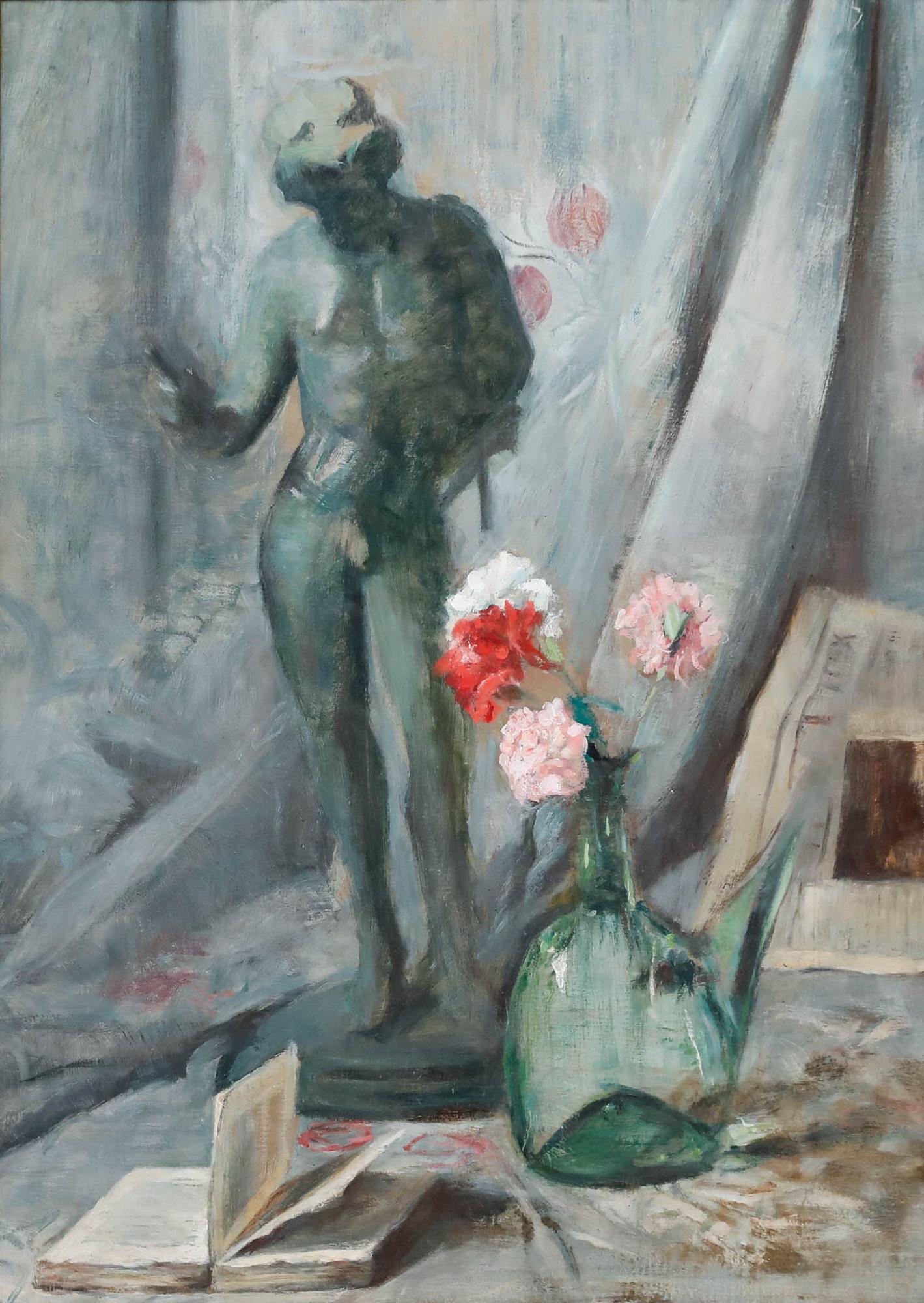 Cécile Hertz-Eyrolles (1875-1974) - Huile encadrée, Narcisses et œillets - Painting de Unknown