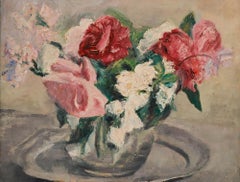Cecile Hertz-Eyrolles (1875-1974) - Framed Oil, Pink & White Bouquet