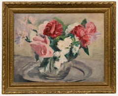 Cecile Hertz-Eyrolles (1875-1974) - Framed Oil, Pink & White Bouquet