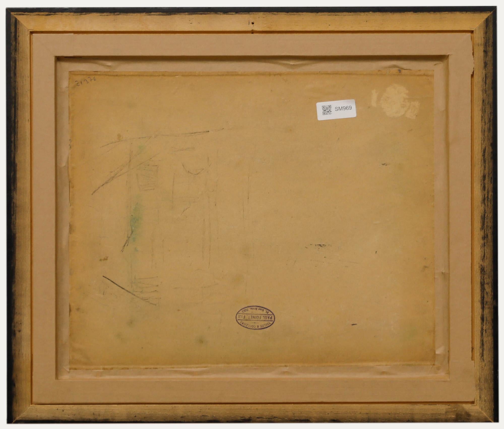 Cecile Hertz-Eyrolles (1875-1974) - Gerahmtes Ölgemälde, Stillleben von Violas (Braun), Still-Life Painting, von Unknown